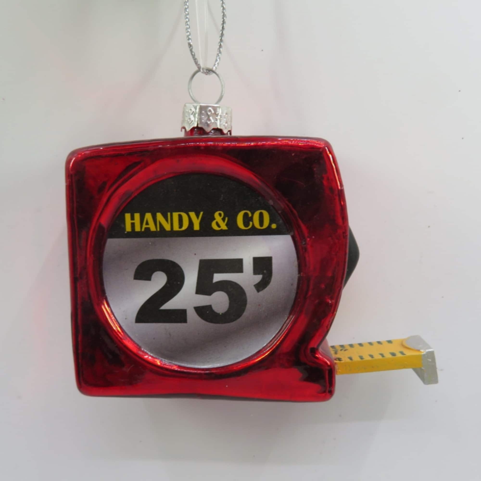 3.25" Red Measuring Tape Glass Christmas Ornament