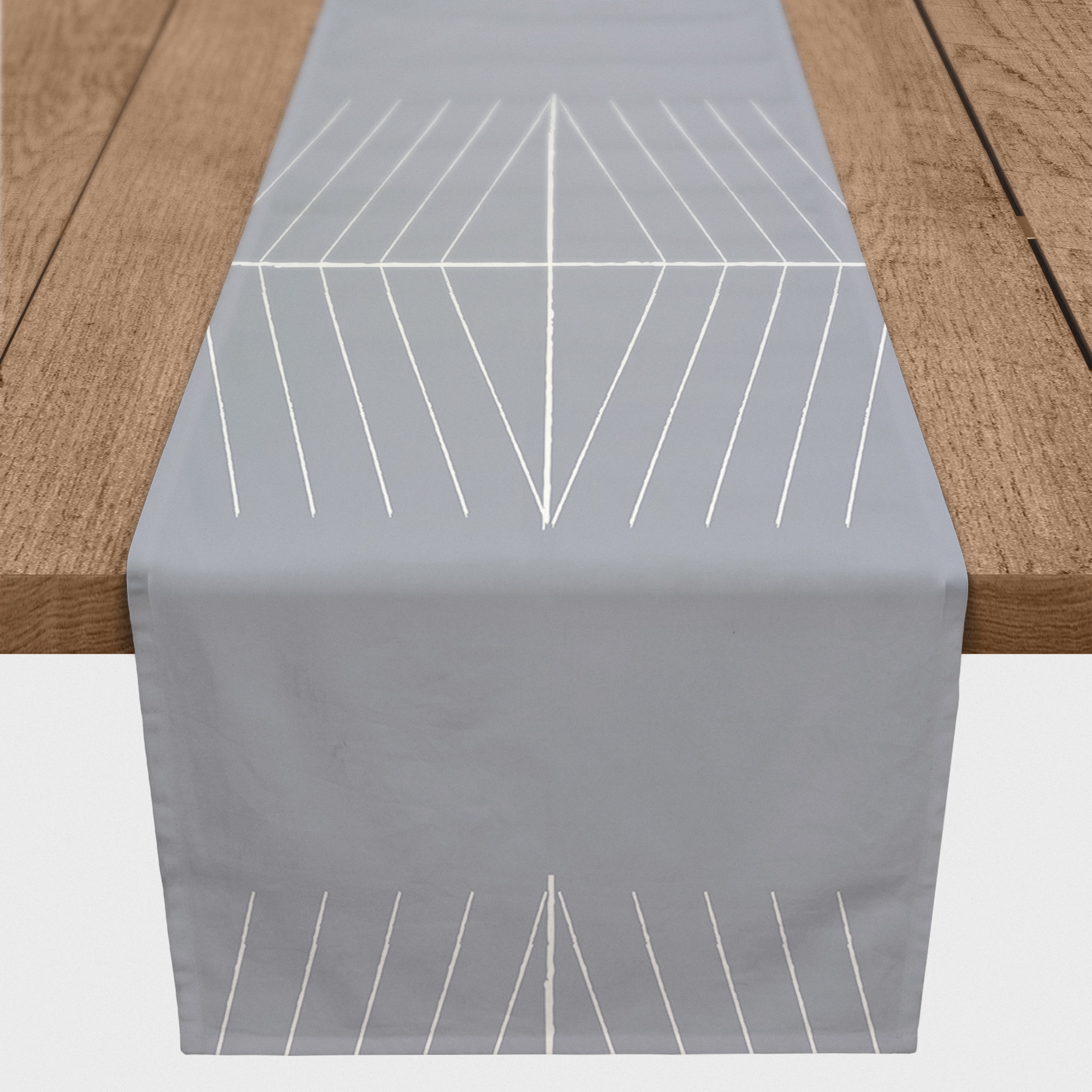 Dusty Blue Lines 16" x 72" Cotton Twill Runner
