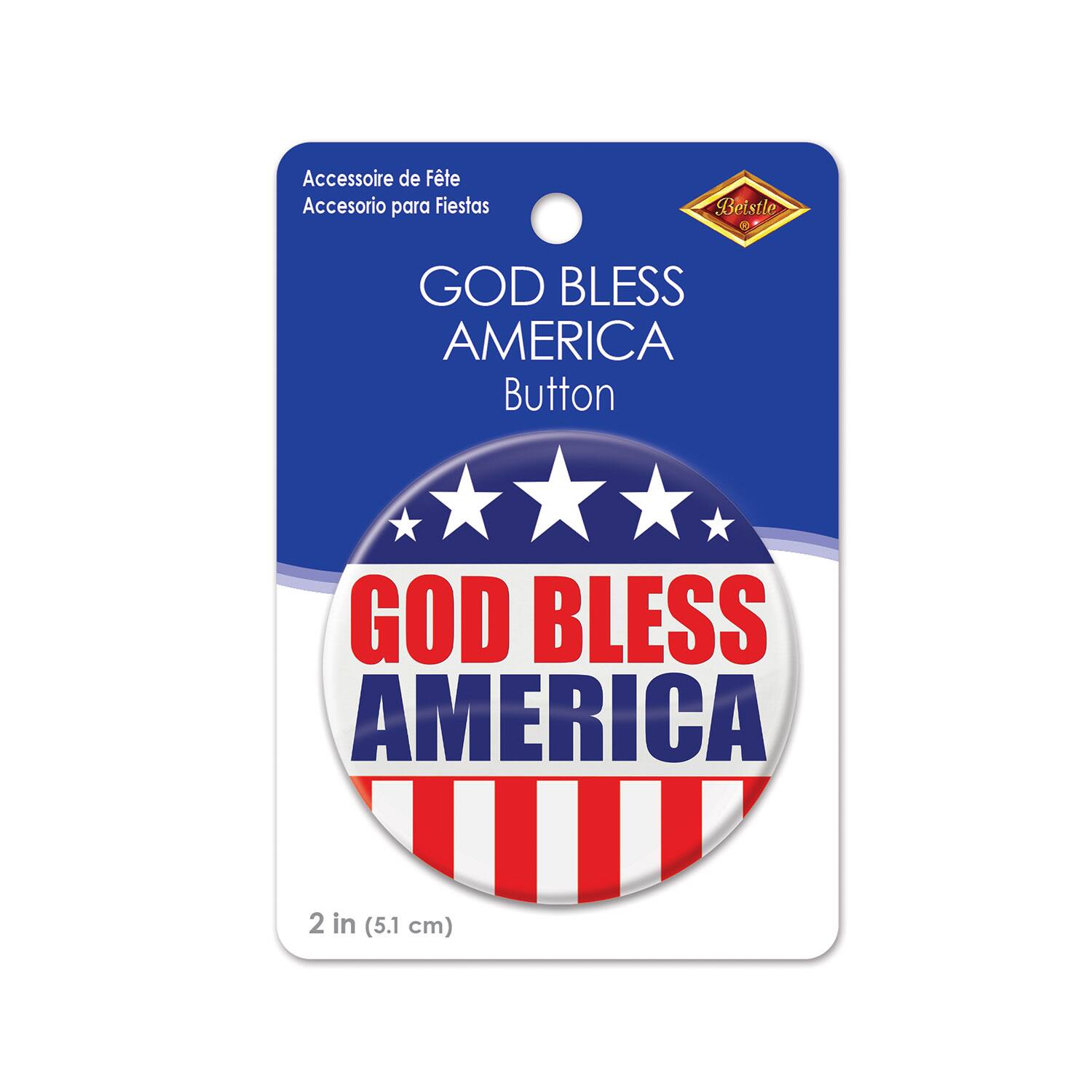 Beistle 2" Red, White & Blue God Bless America Buttons, 6ct.