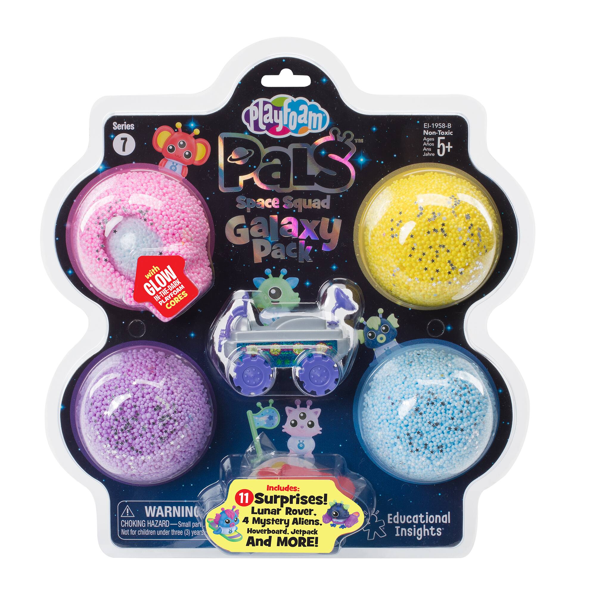 Educational Insights Space Squad Purple, Sparkle Pink, Sparkle Blue & Sparkle Yellow Playfoam Galaxy Pack