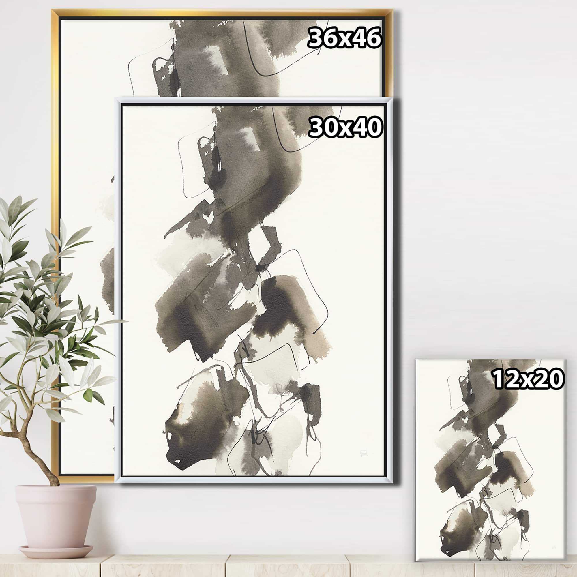 Designart - Geometric Glam Square I - Modern & Contemporary Canvas in Gold Frame