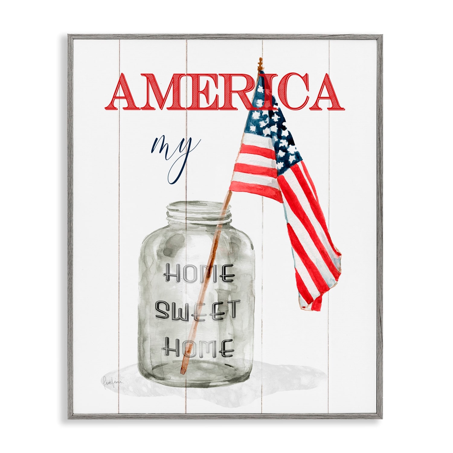 Stupell Industries America My Home Sweet Home Patriotic Country Flag Framed Giclee Art