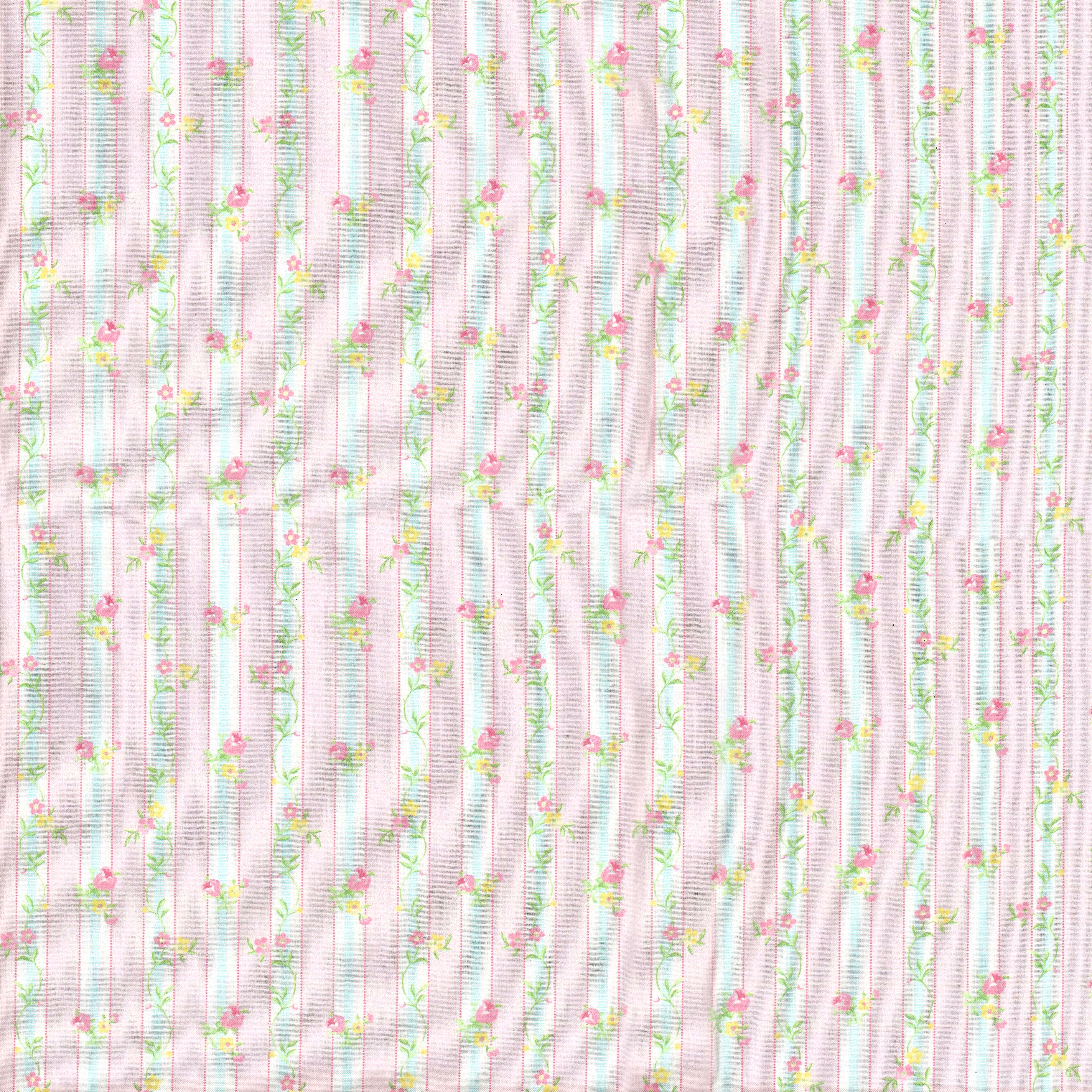 10 yd. Full Bolt: Fabric Traditions Floral Stripe Cotton Fabric