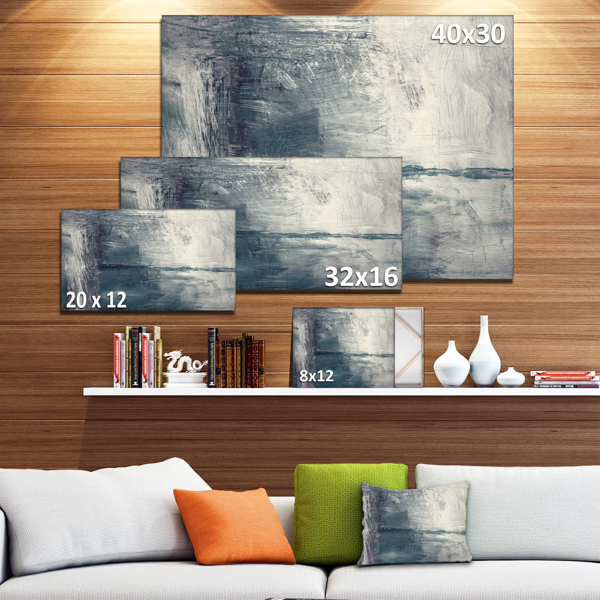 Designart - Grey Abstract Pattern Oil Painting