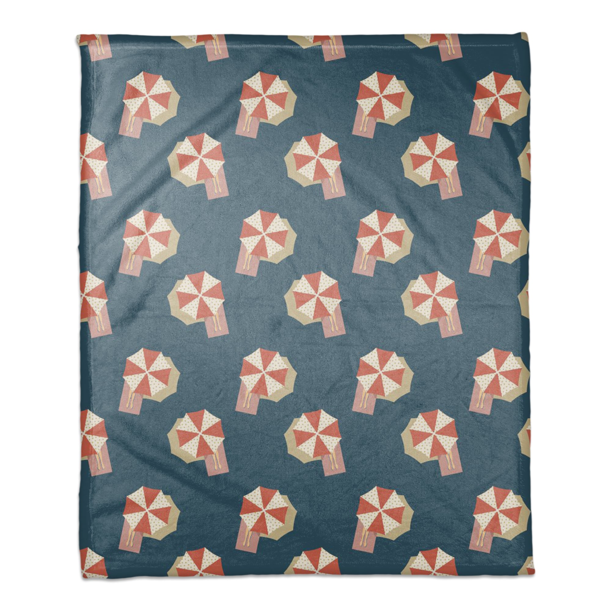 Umbrella Pattern Coral Fleece Blanket