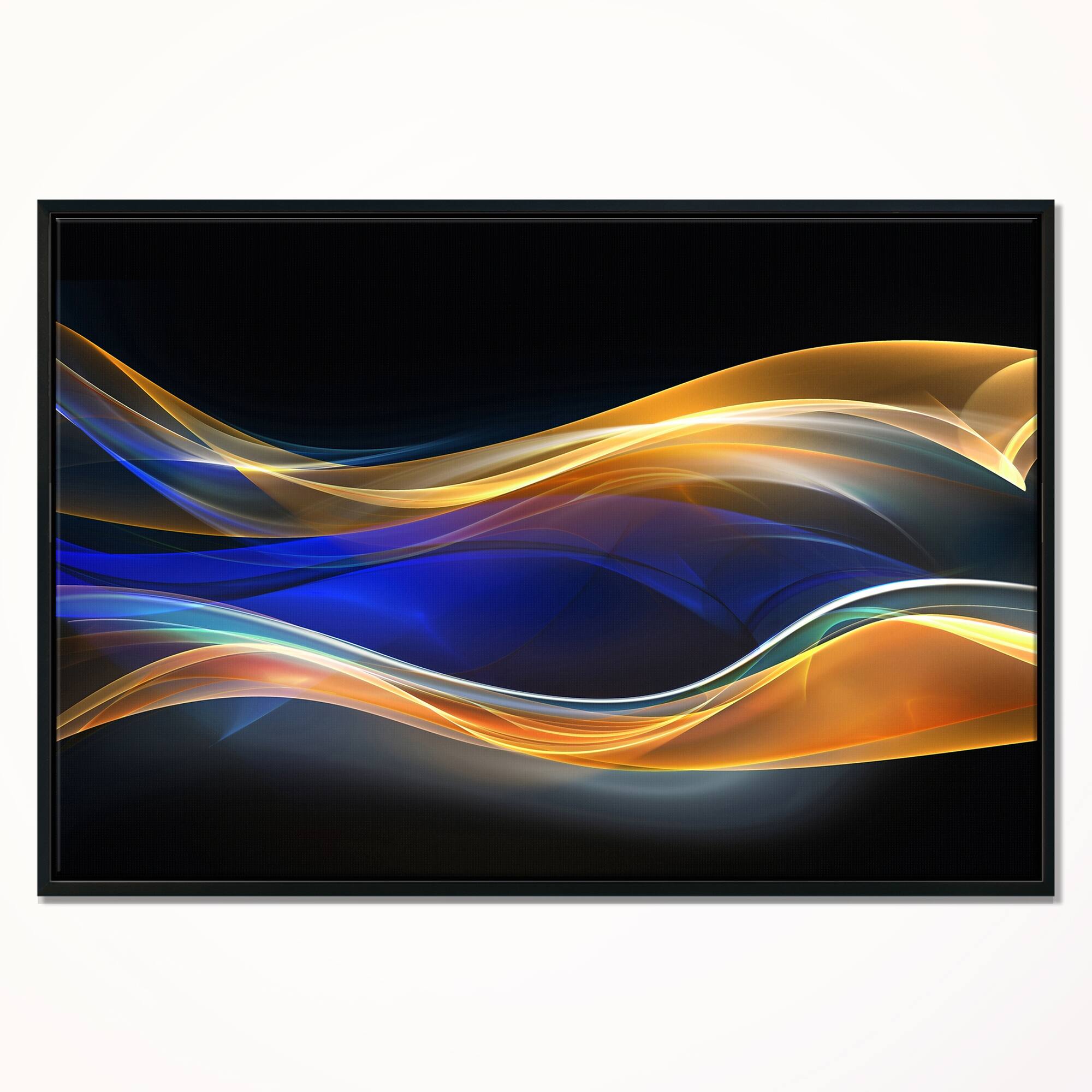 Designart - 3D Gold Blue Wave Design