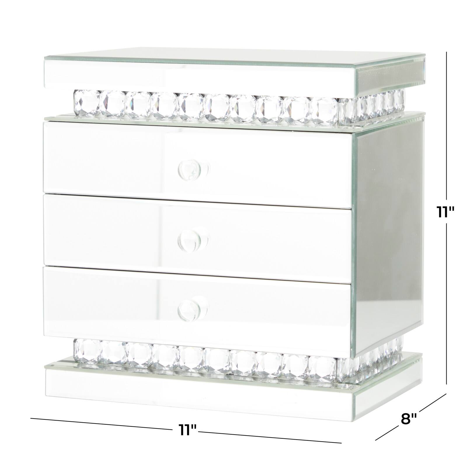 Silver Glam Jewelry Box, 11" x 8" x 11"