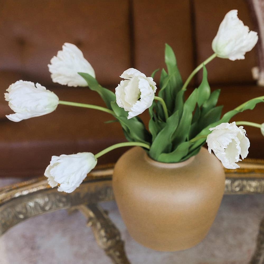 Prestige Botanicals 27" Artificial Real Touch White Parrot Tulip Stem