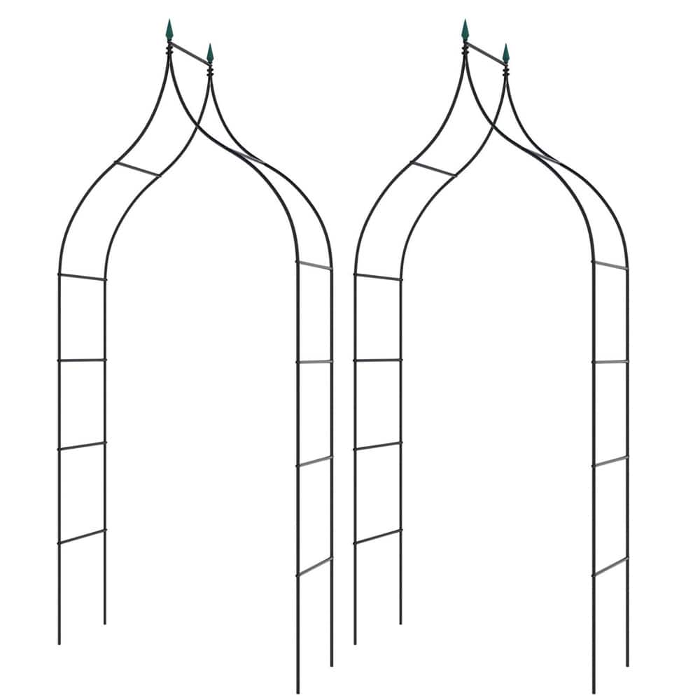 Costway 4.1ft. x 1.3ft. x 9.5ft. Garden Arbor with Multiple Side Crossbars Powder-Coated Metal Tubes