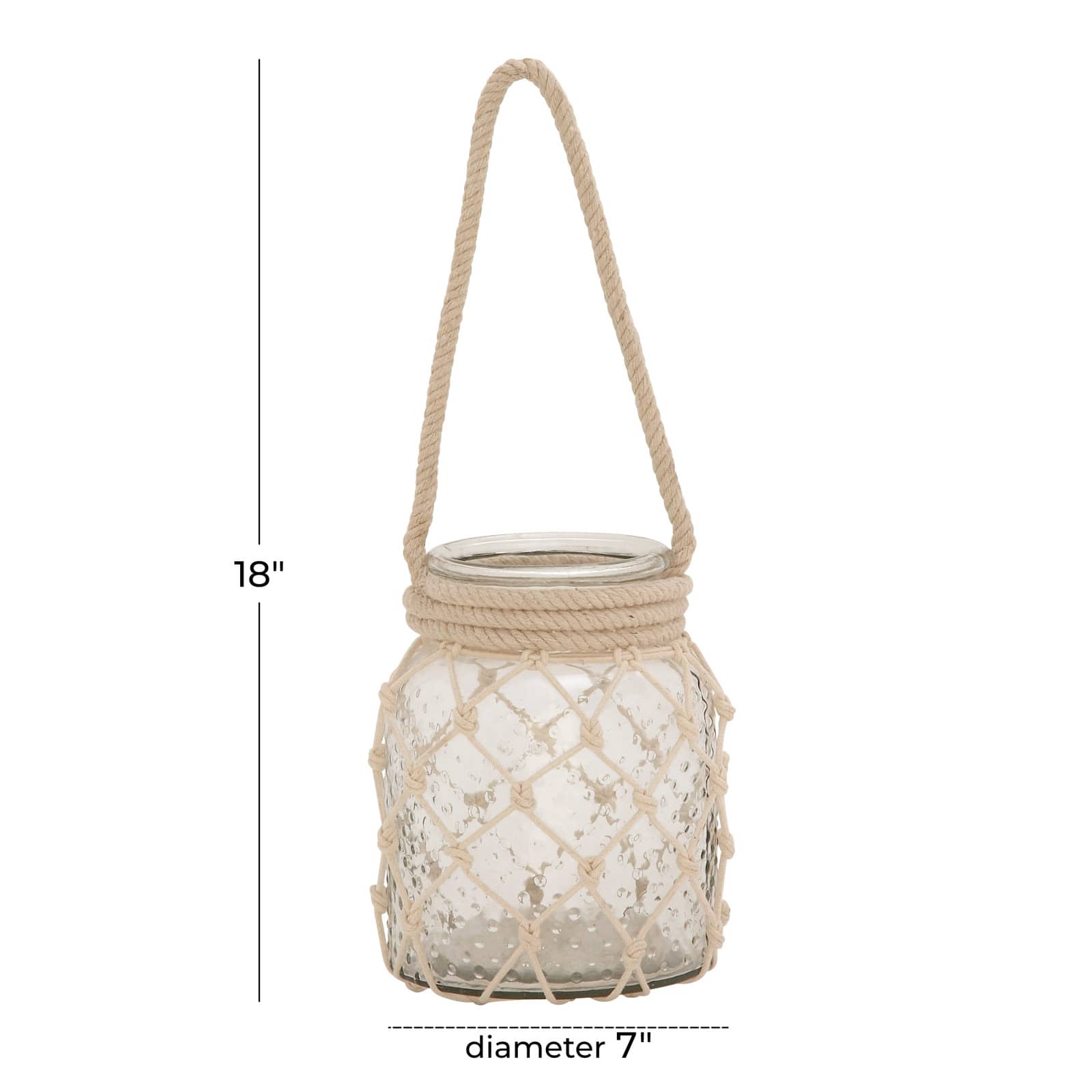 Clear Glass Coastal Candle Holder Lantern, 18" x 7" x 7"