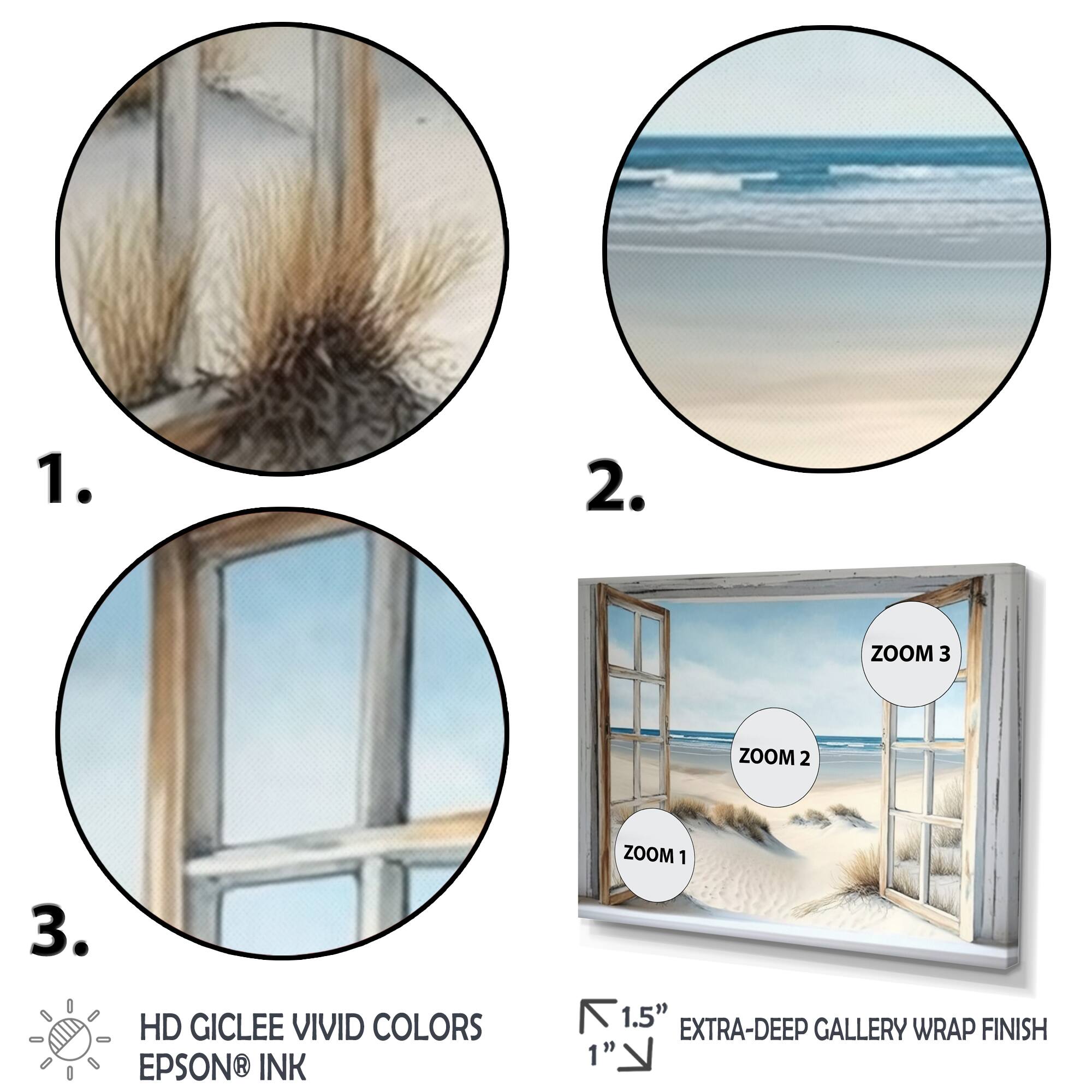 Designart 'Window To The Beach II' Beach Framed Canvas Wall Art