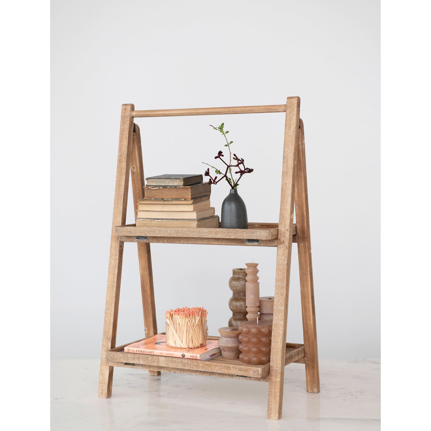 Hello Honey® 3ft. 2-Tier Natural Wood Folding Storage Stand