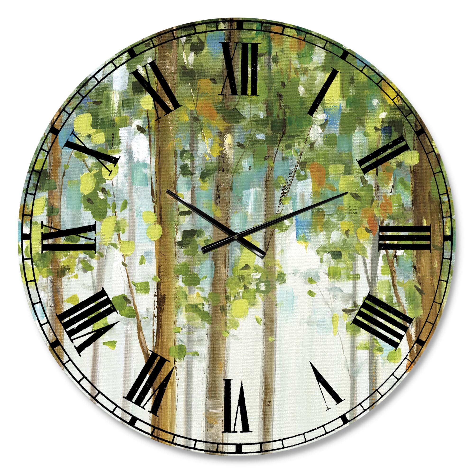 Designart 'Green Forest Study Traditional Wall Clock