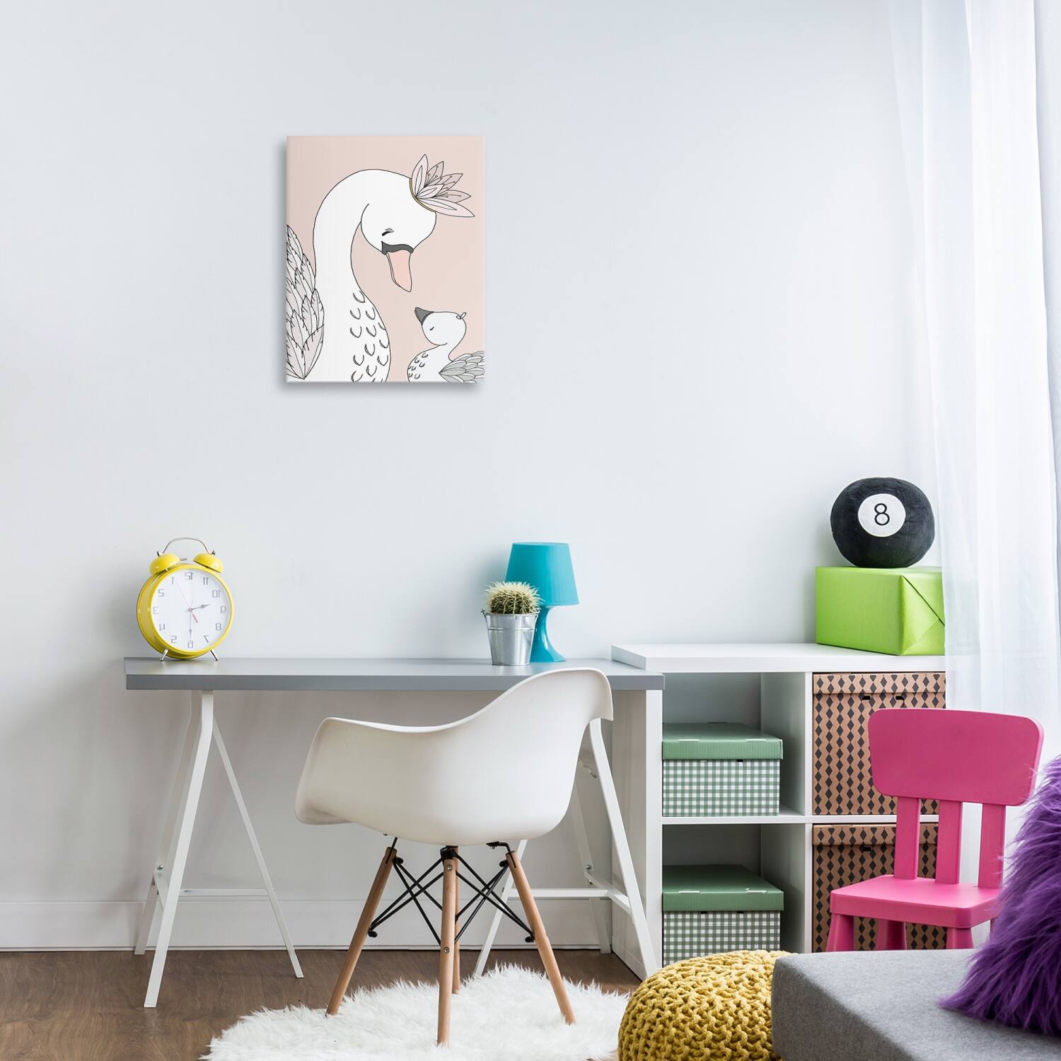 Stupell Industries Mother & Baby Swan Flower Crowns Princess Animals Canvas Wall Art