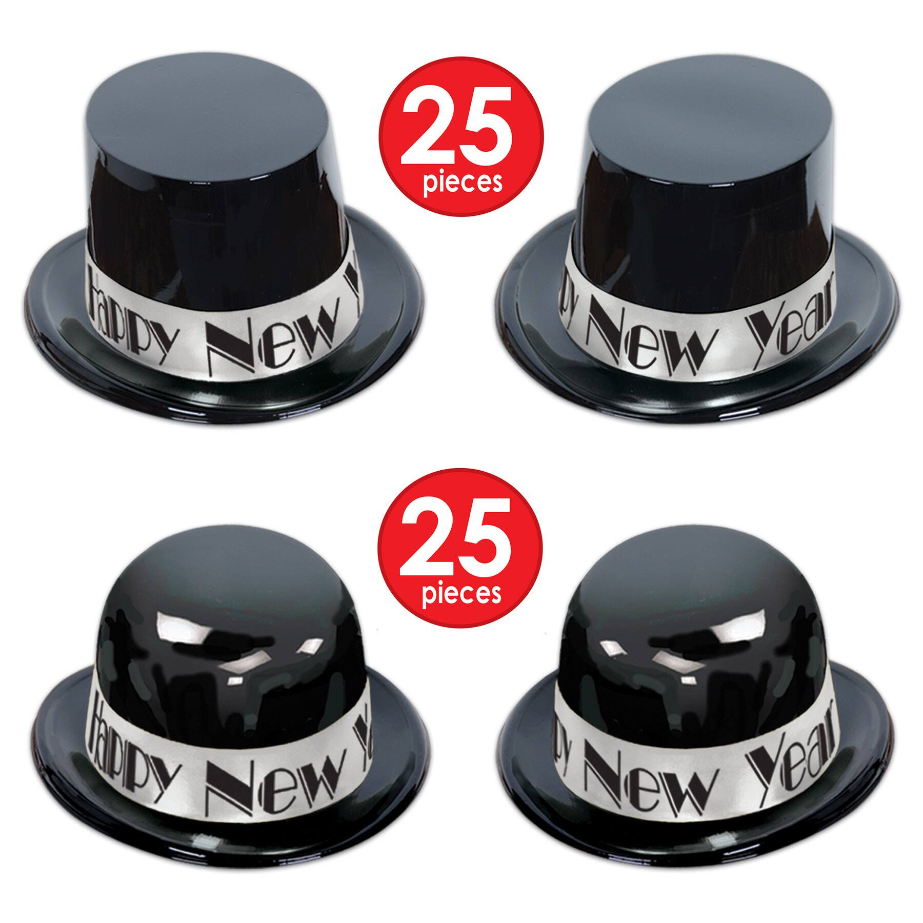 Beistle Black & Silver New Year Showtime Deluxe Party Favor Kit for 100