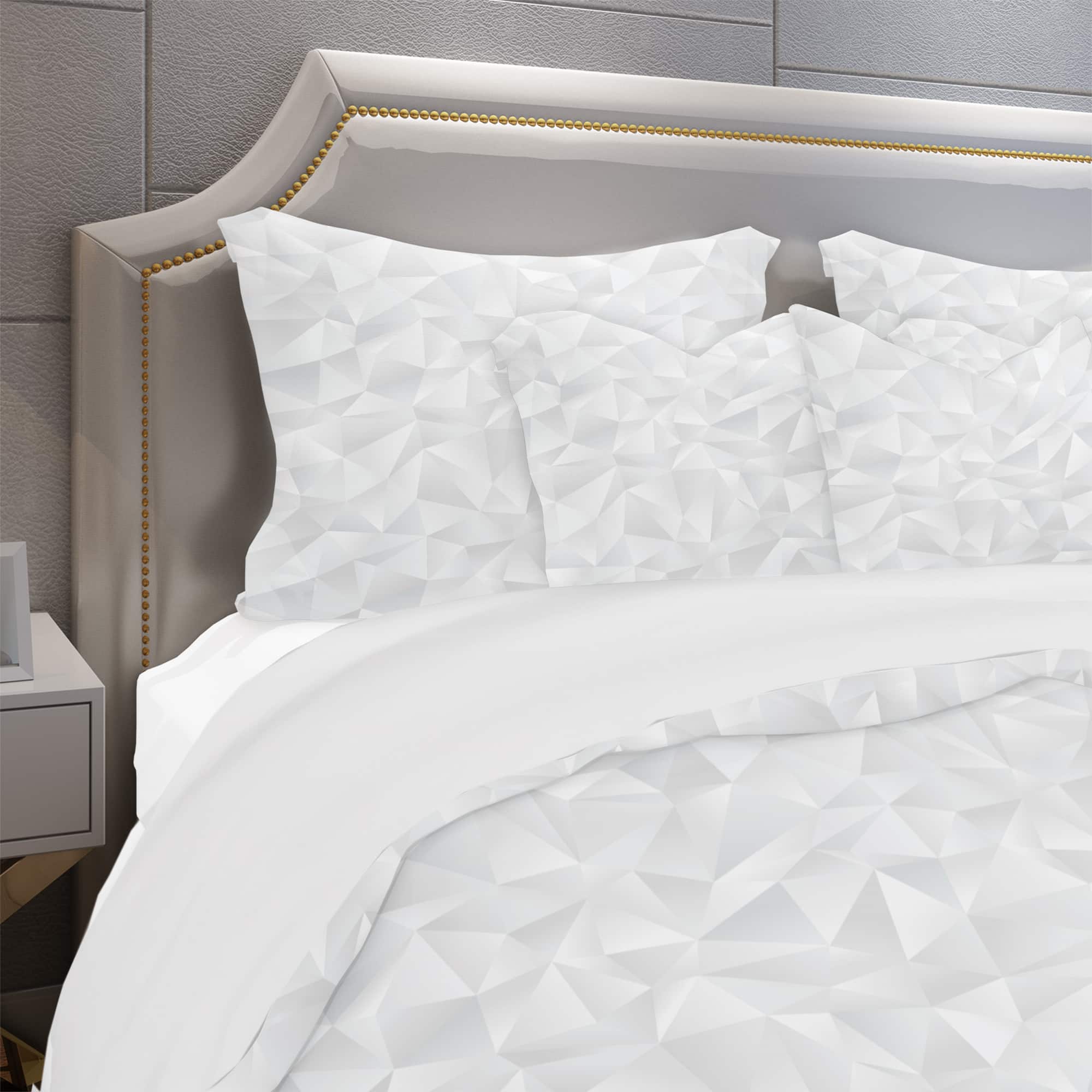 Designart 'Abstract White Geometric Pattern' Scandinavian Bedding Set