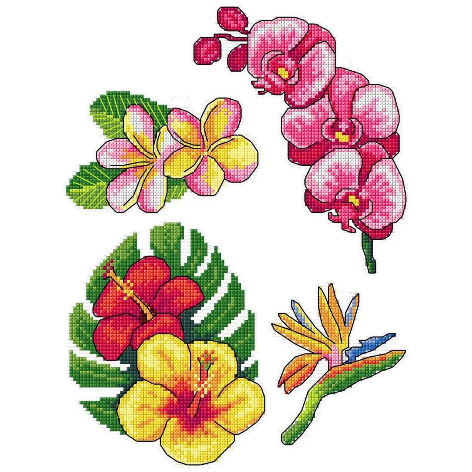 Crafting Spark Exotic Flowers Counted Cross Stitch Kit