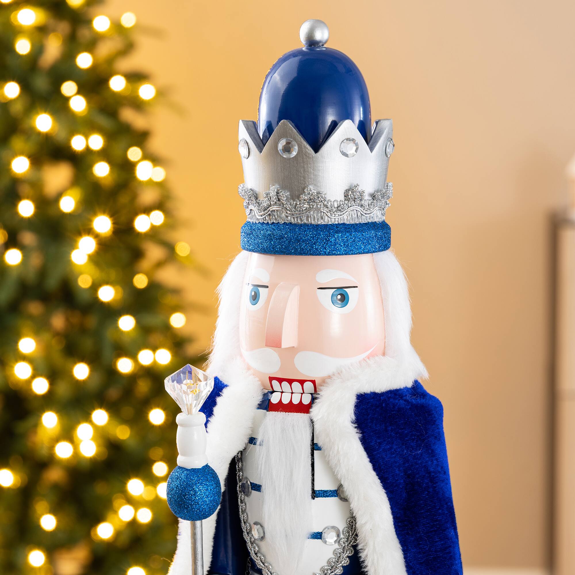 Glitzhome® 24" Wooden Christmas Blue King Nutcracker