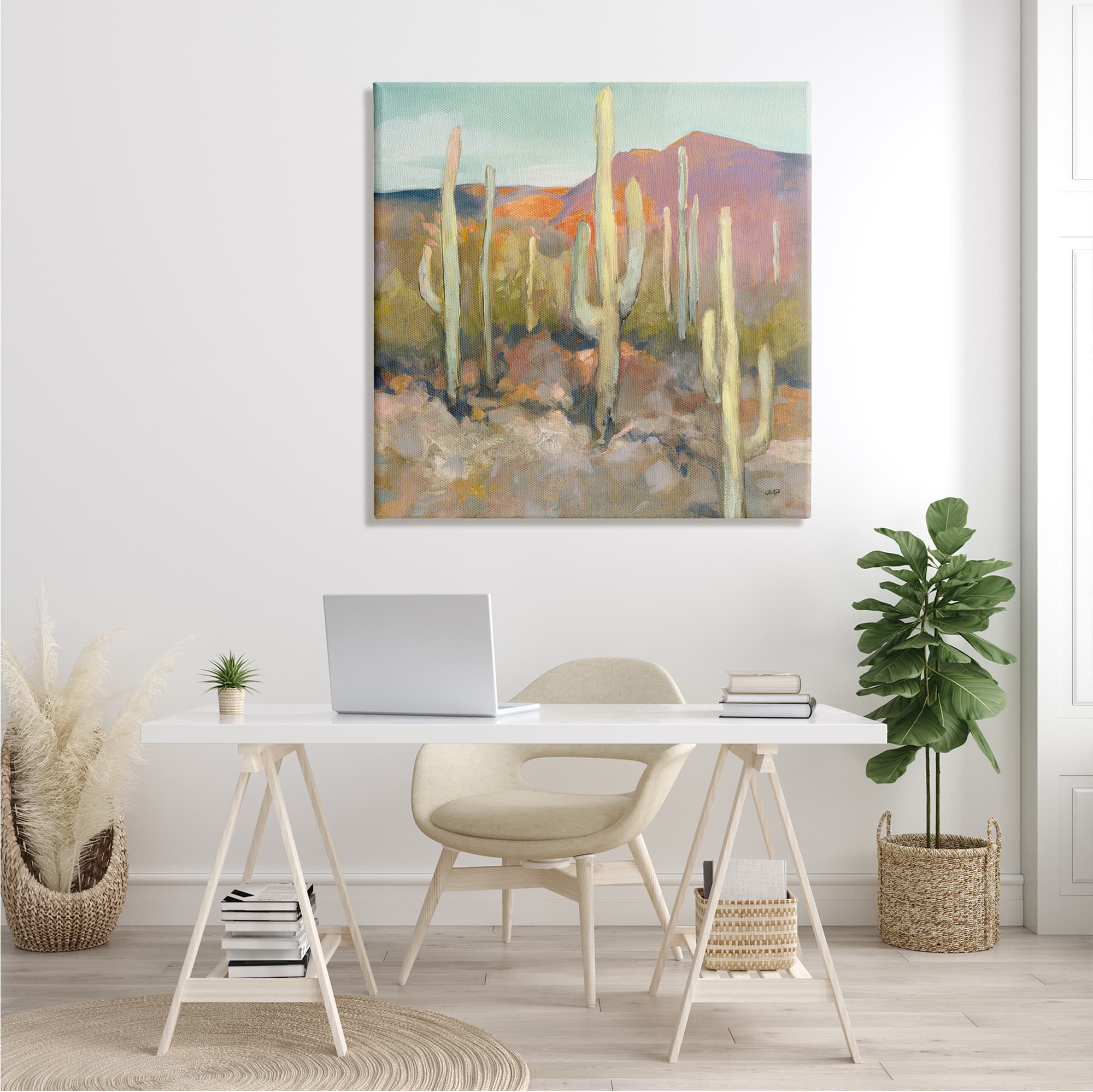 Stupell Industries Cactus Plant Desert Landscape Soft Southwestern Plant Painting Canvas Wall Art