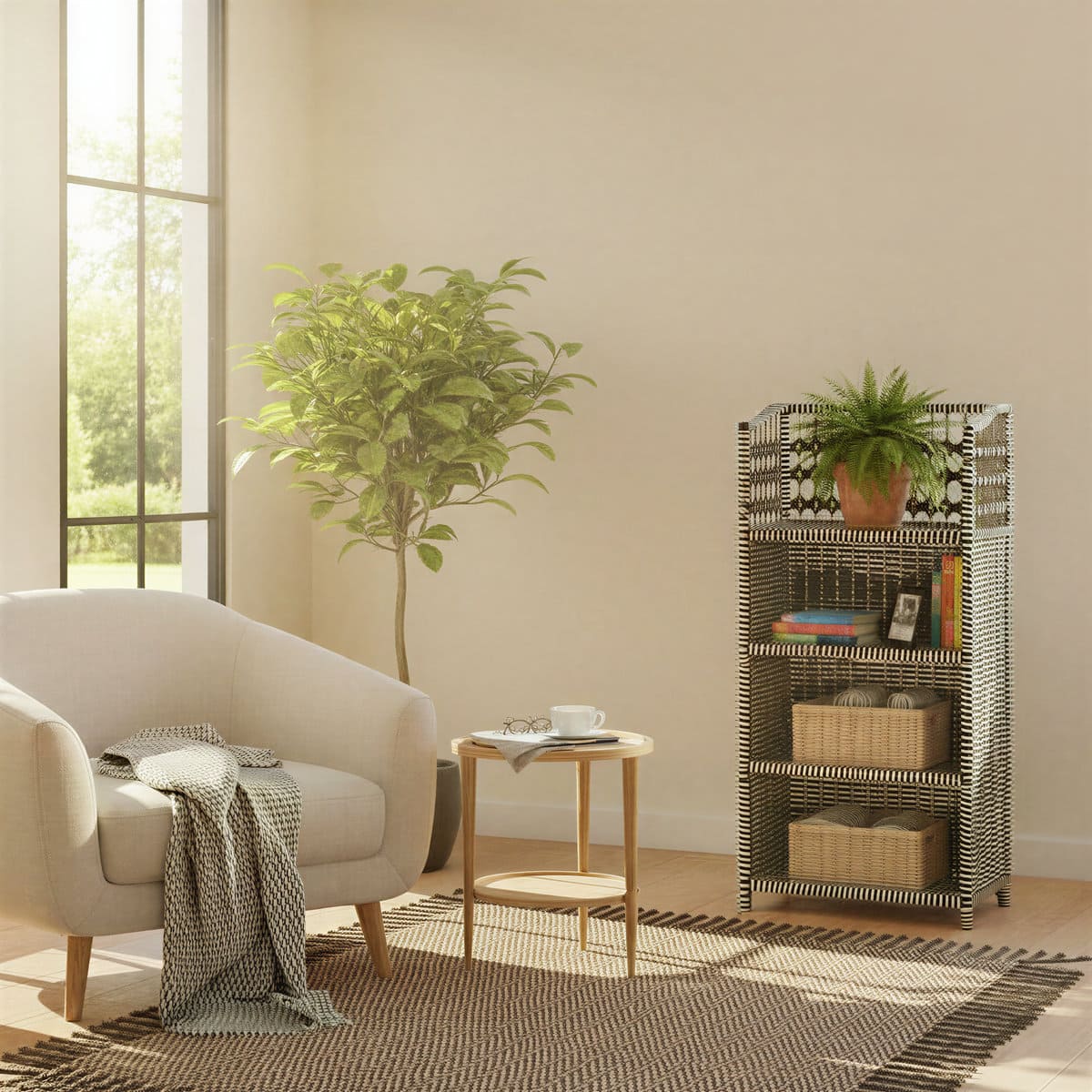 Household Essentials 39" Woven Paper Rattan Accent Shelf