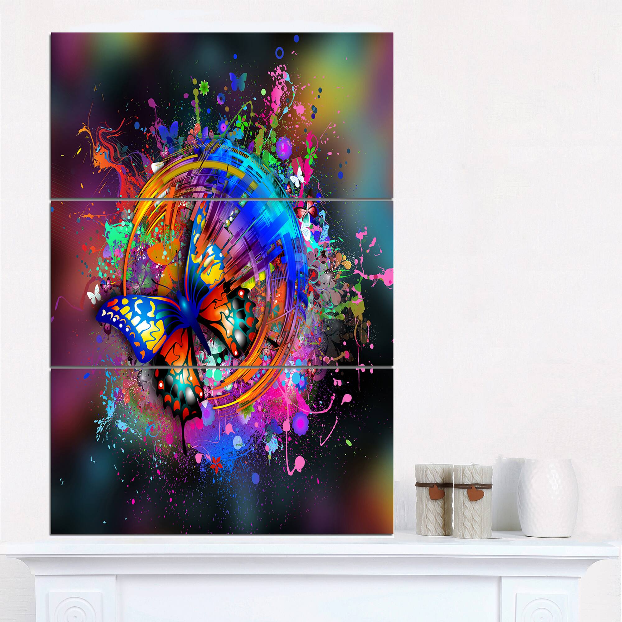 Designart - Butterfly over Abstract Background