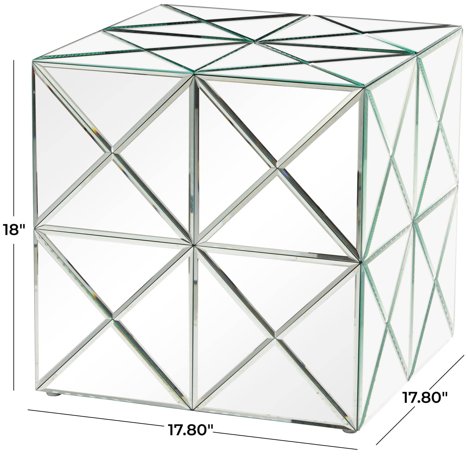 Silver Wood Mirrored Accent Table 18" x 18" x 18"