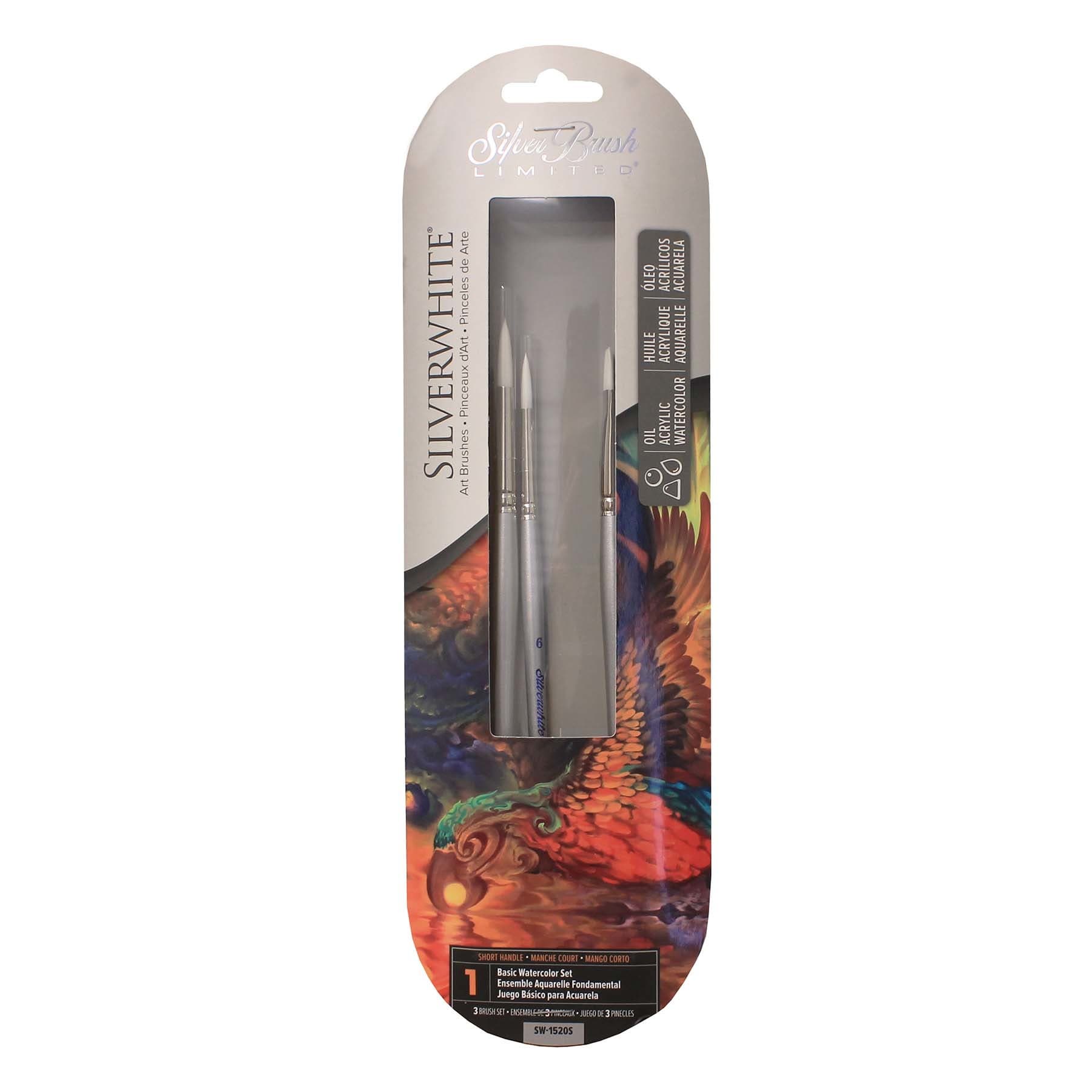 Silver Brush Limited Silverwhite® Short Handle Better Basic Water Color Brush Set