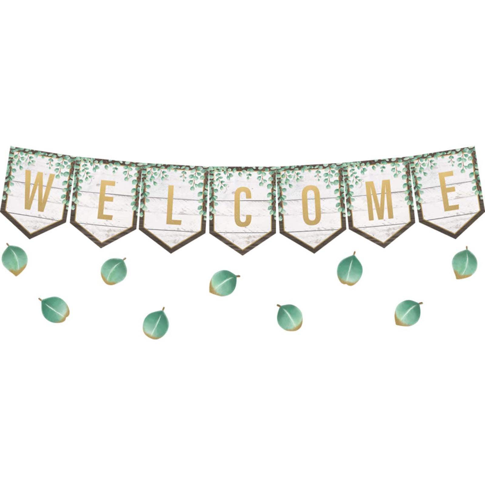 Teacher Created Resources Eucalyptus Pennants Welcome Bulletin Board Set