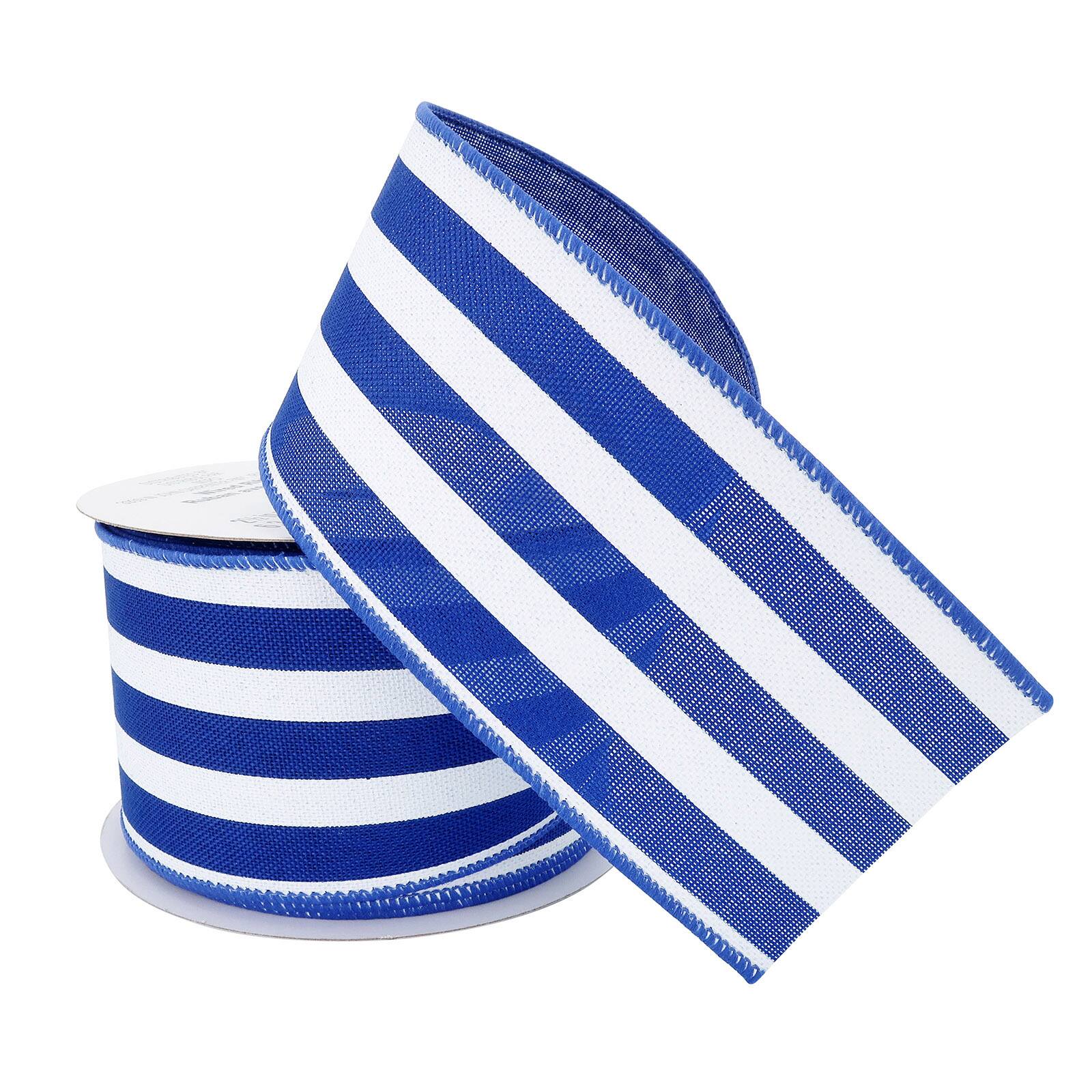 12 Pack: 2.5" x 25ft. Faux Linen Wired Thick Striped Ribbon by Celebrate It™ Décor