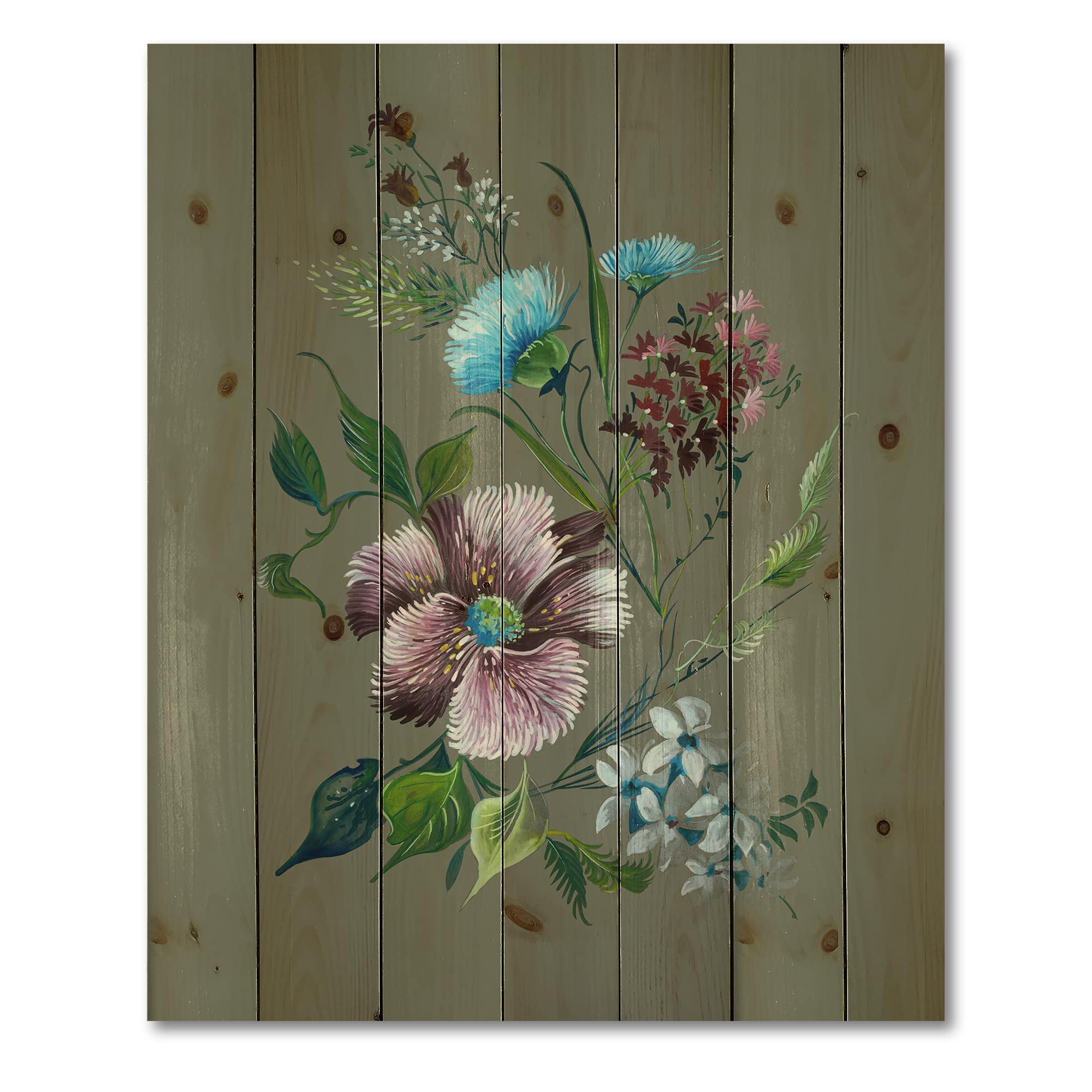 Designart - Purple and Turquoise Spring Flowers