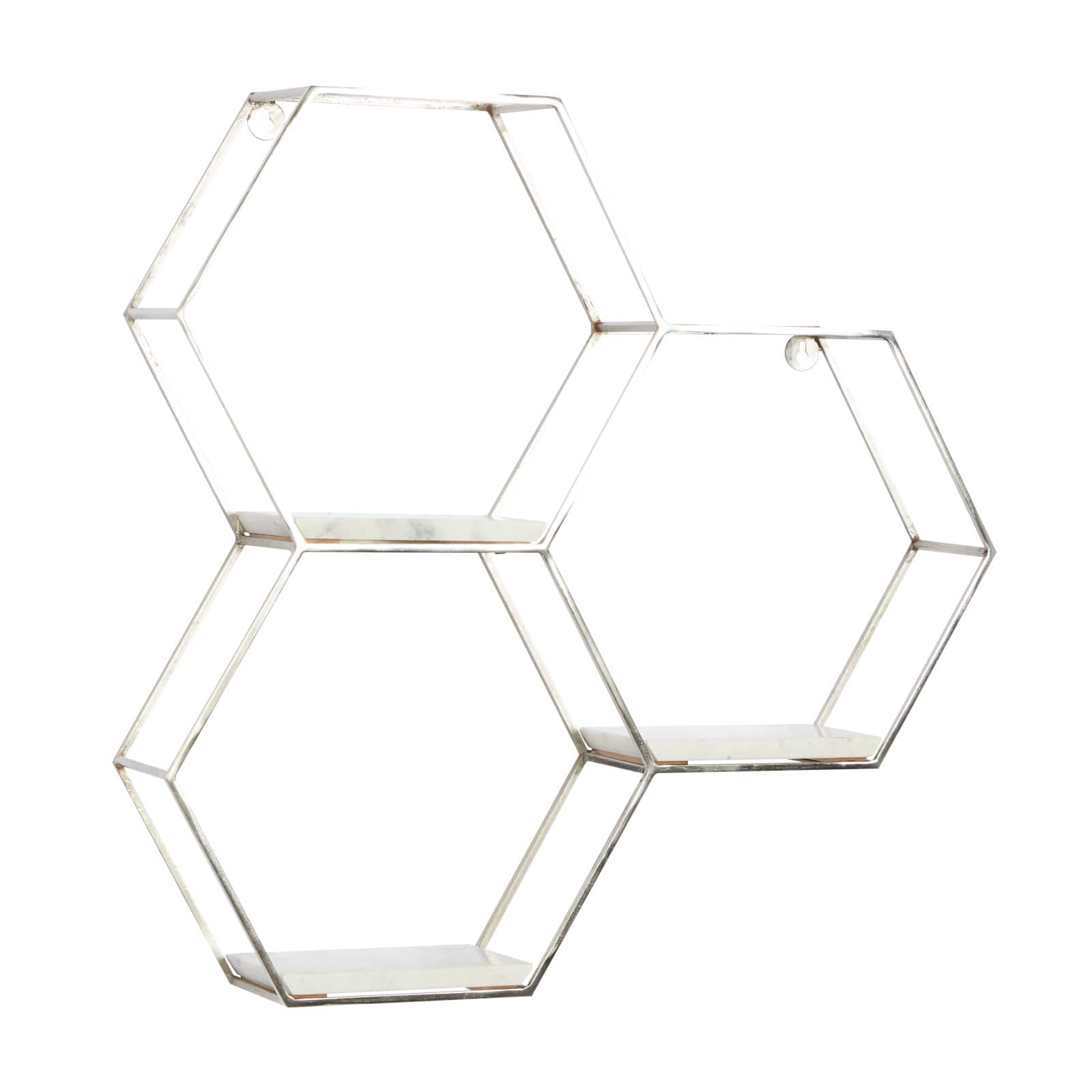 26" Silver Marble Contemporary Wall Shelf