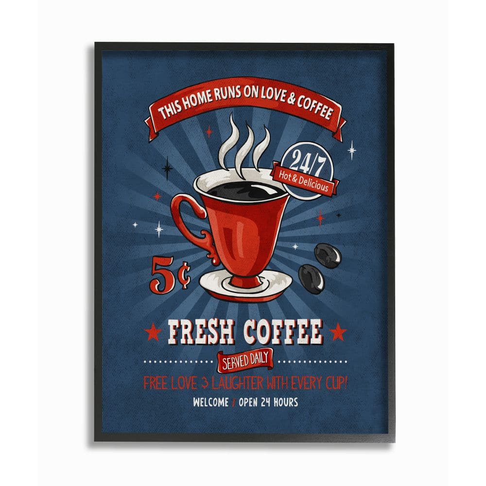 Stupell Industries Fresh Coffee Wall Art in Black Frame