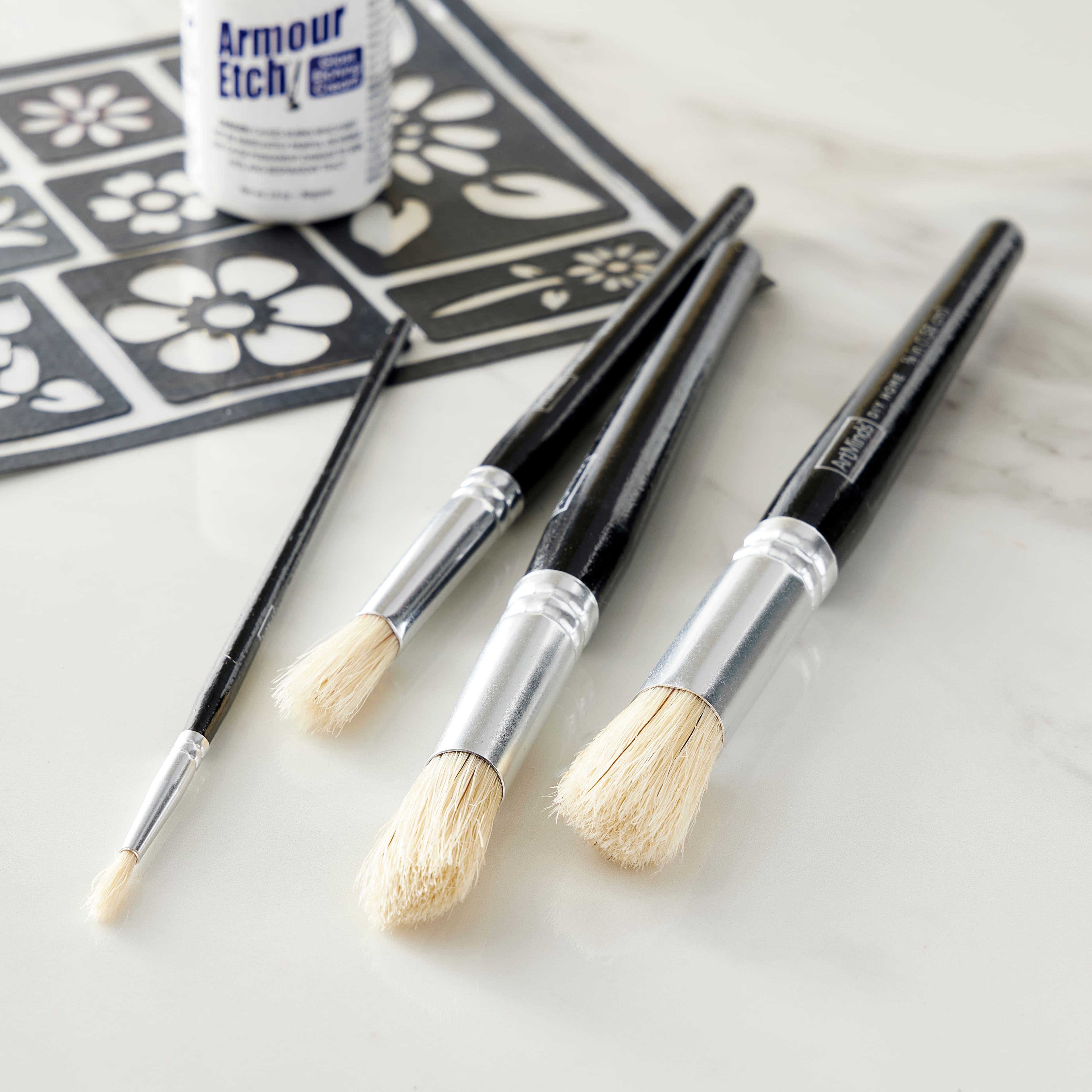 Natural 4 Piece Stencil Brush Set by Craft Smart&#x2122;