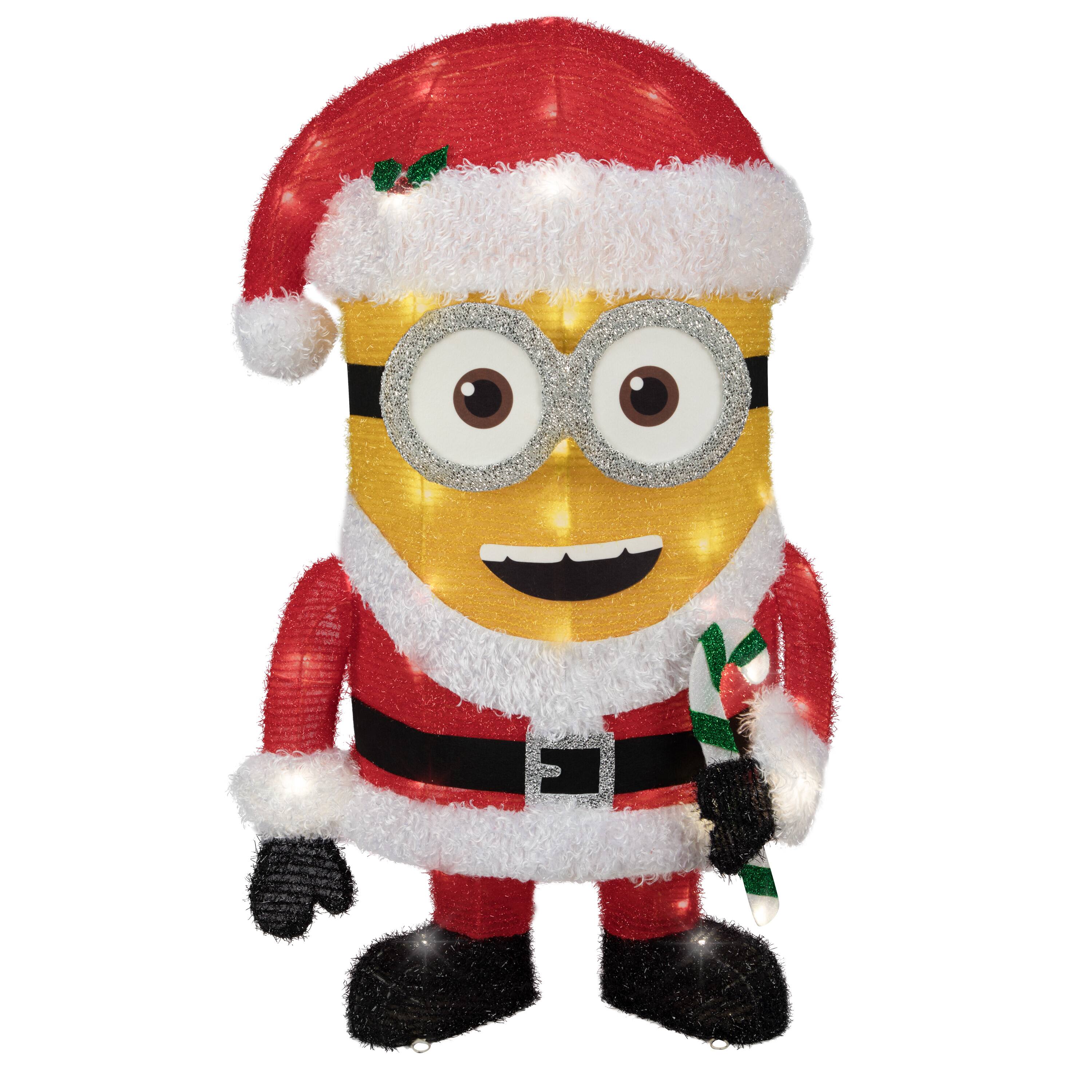 3.25ft. Minion Dave as Santa 3D Lighted Tinsel Sculpture