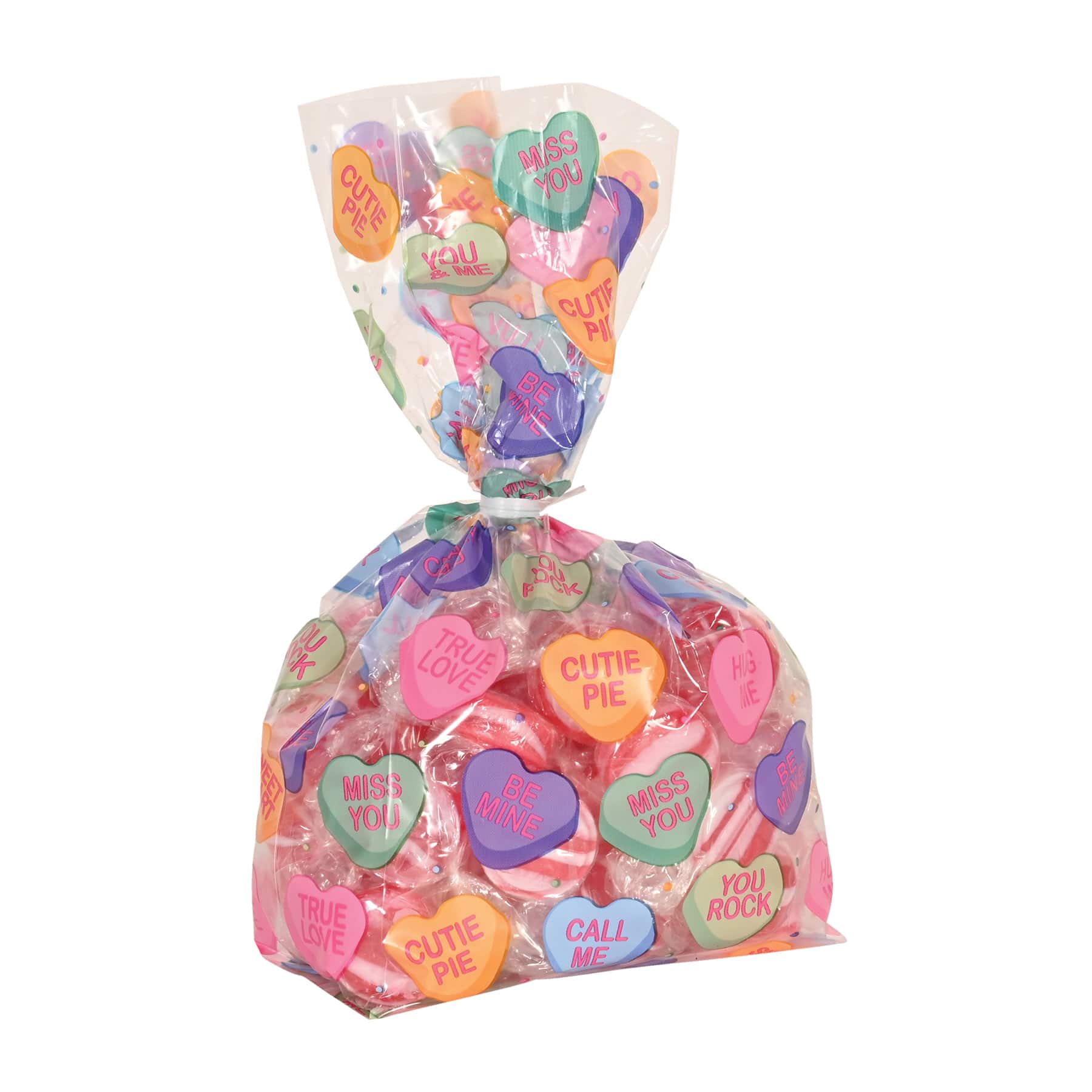 Beistle 4" x 9" Candy Heart Cello Bags, 50ct.