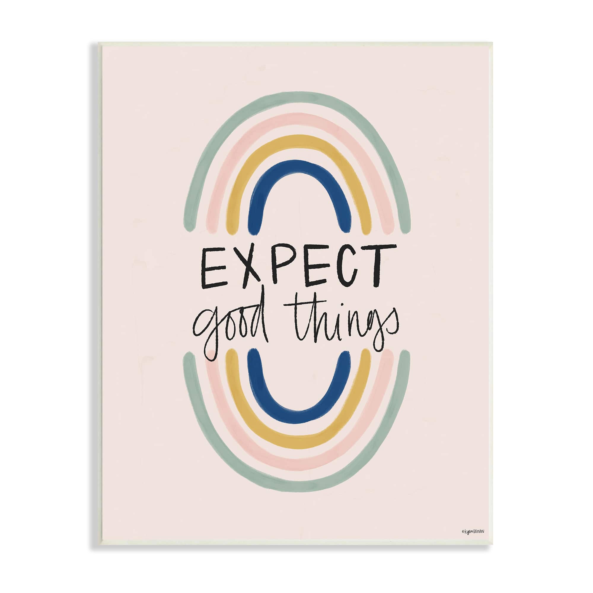 Stupell Industries Expect Good Things Phrase Double Rainbow Reflection Wall Plaque
