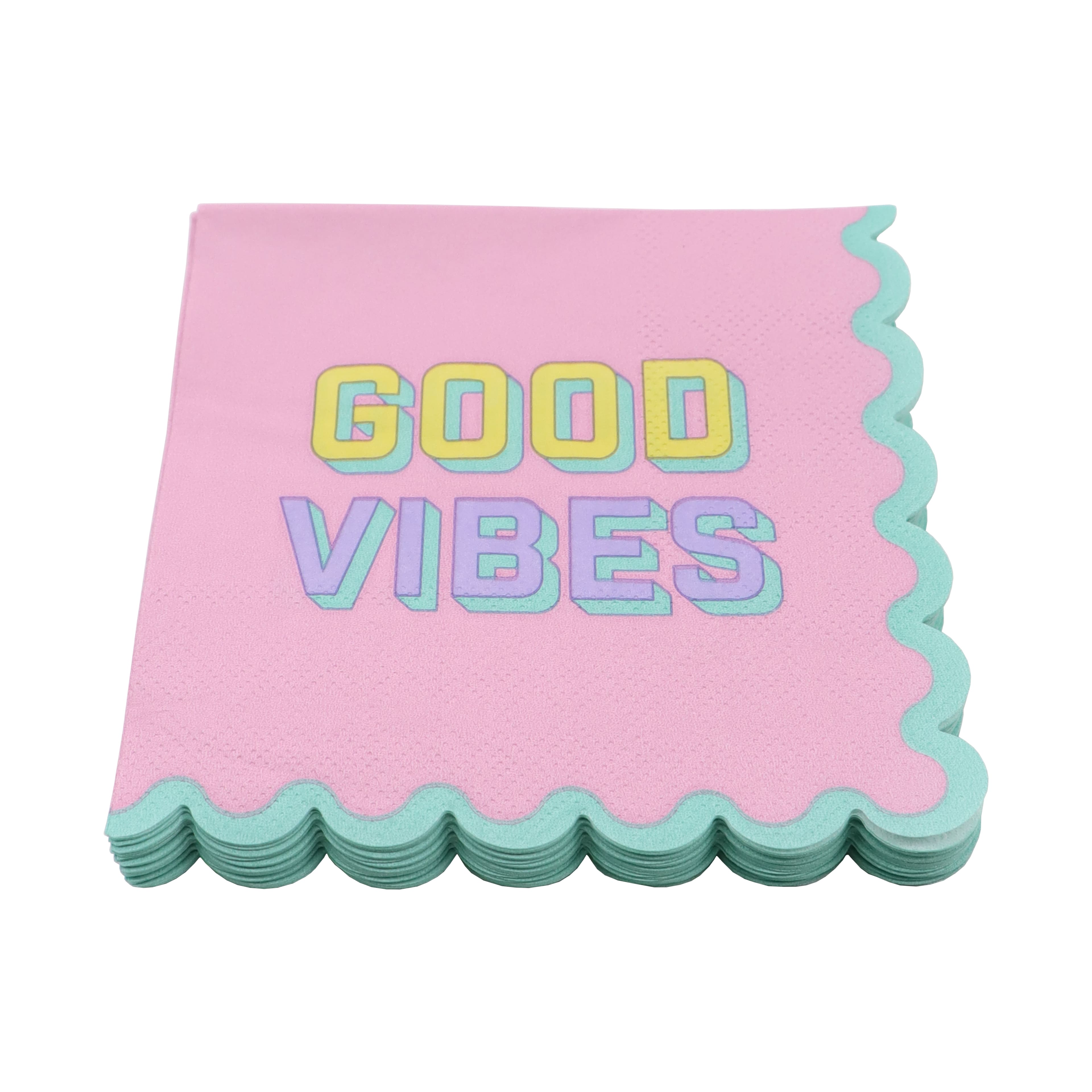 24 Packs: 20 ct. (480 total) Good Vibes Beverage Napkins by Celebrate It™