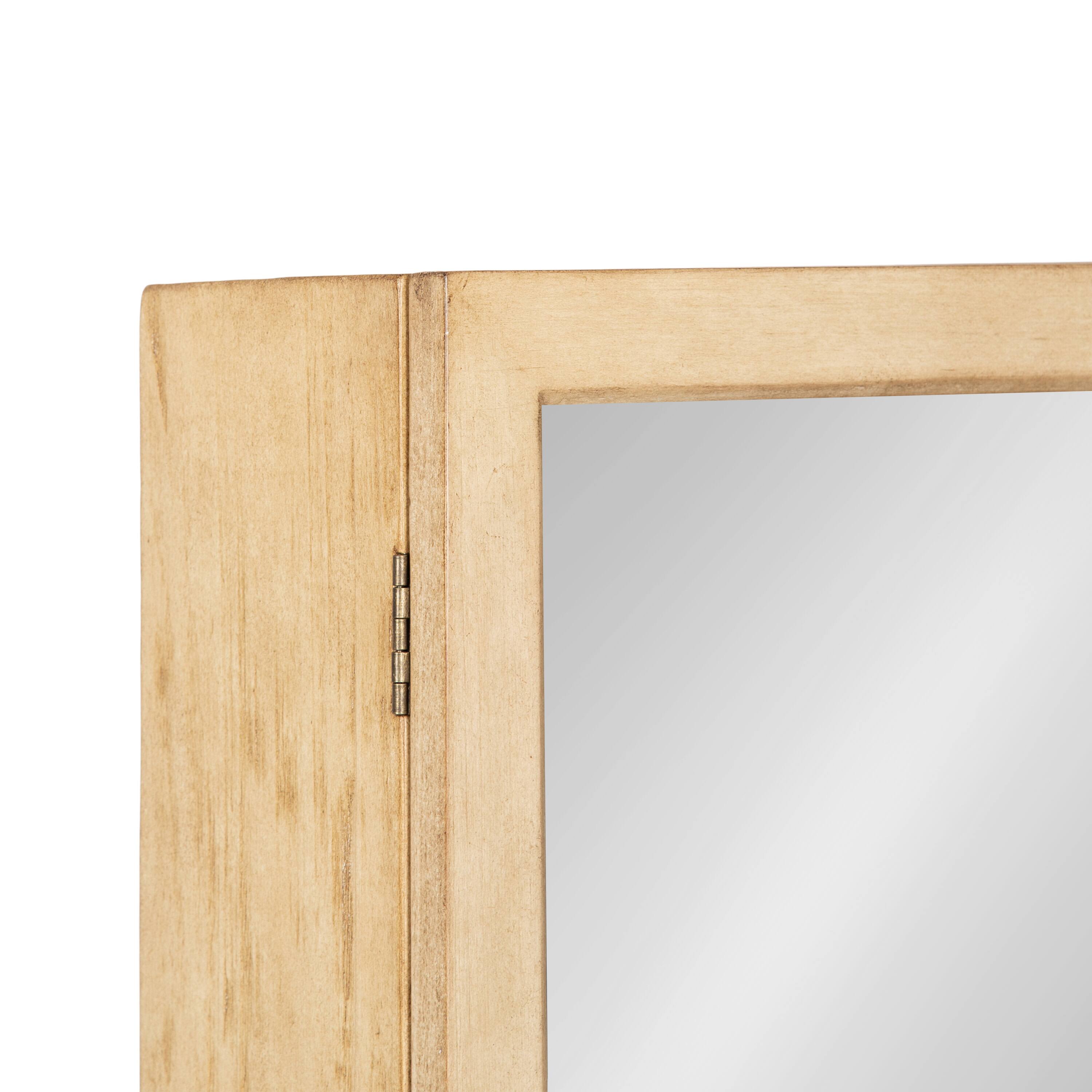 Kate and Laurel Ori Rattan & Wood Mirror Vanity Cabinet