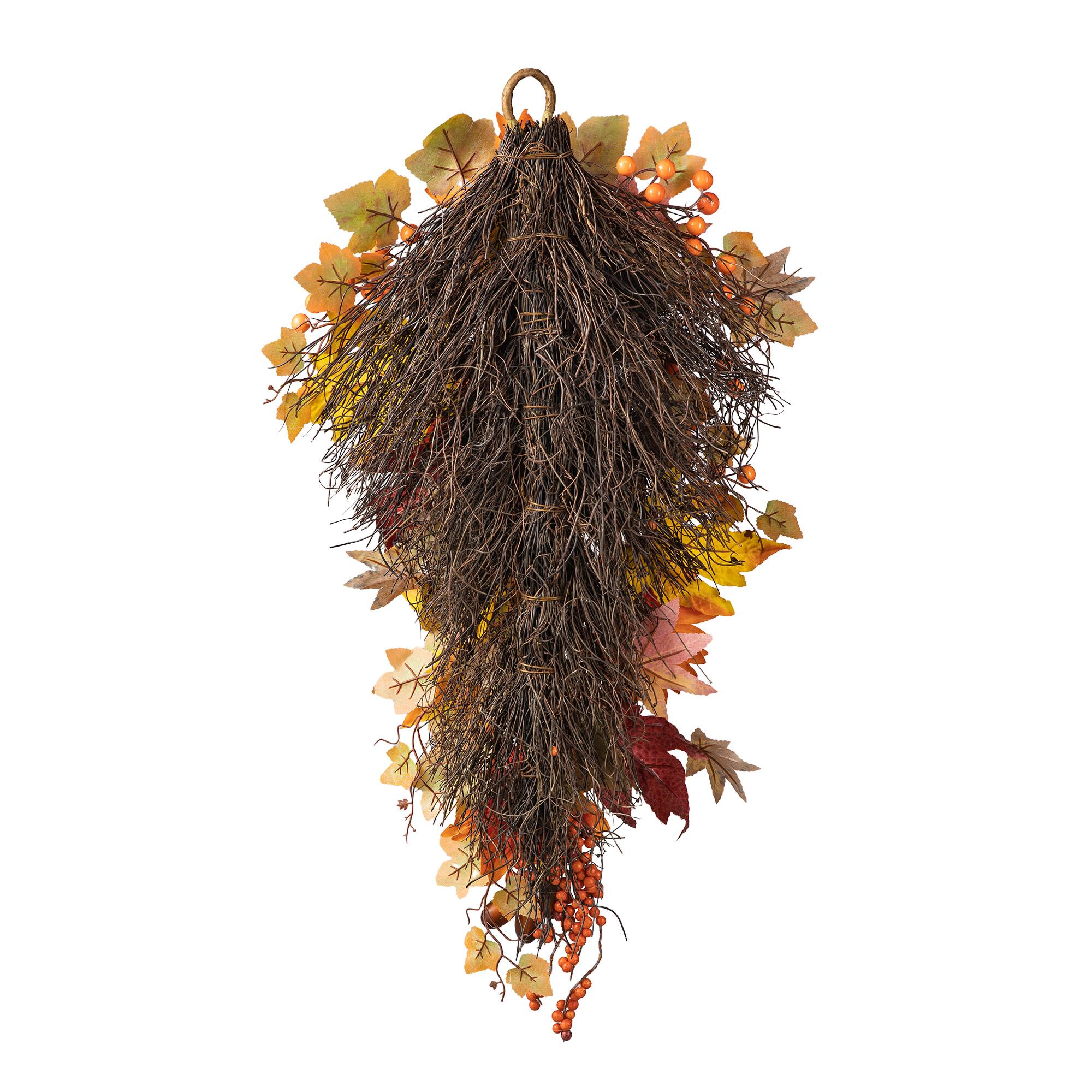 Glitzhome® 27" Fall Sunflower, Maple Leaf & Berry Swag