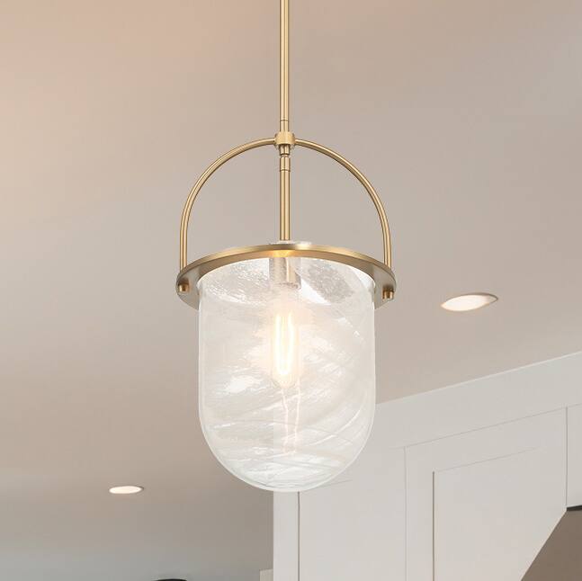 Hello Honey® Beatrice Gold & White Mid-Century Modern Handmade Marbleized Glass & Metal Ceiling Light