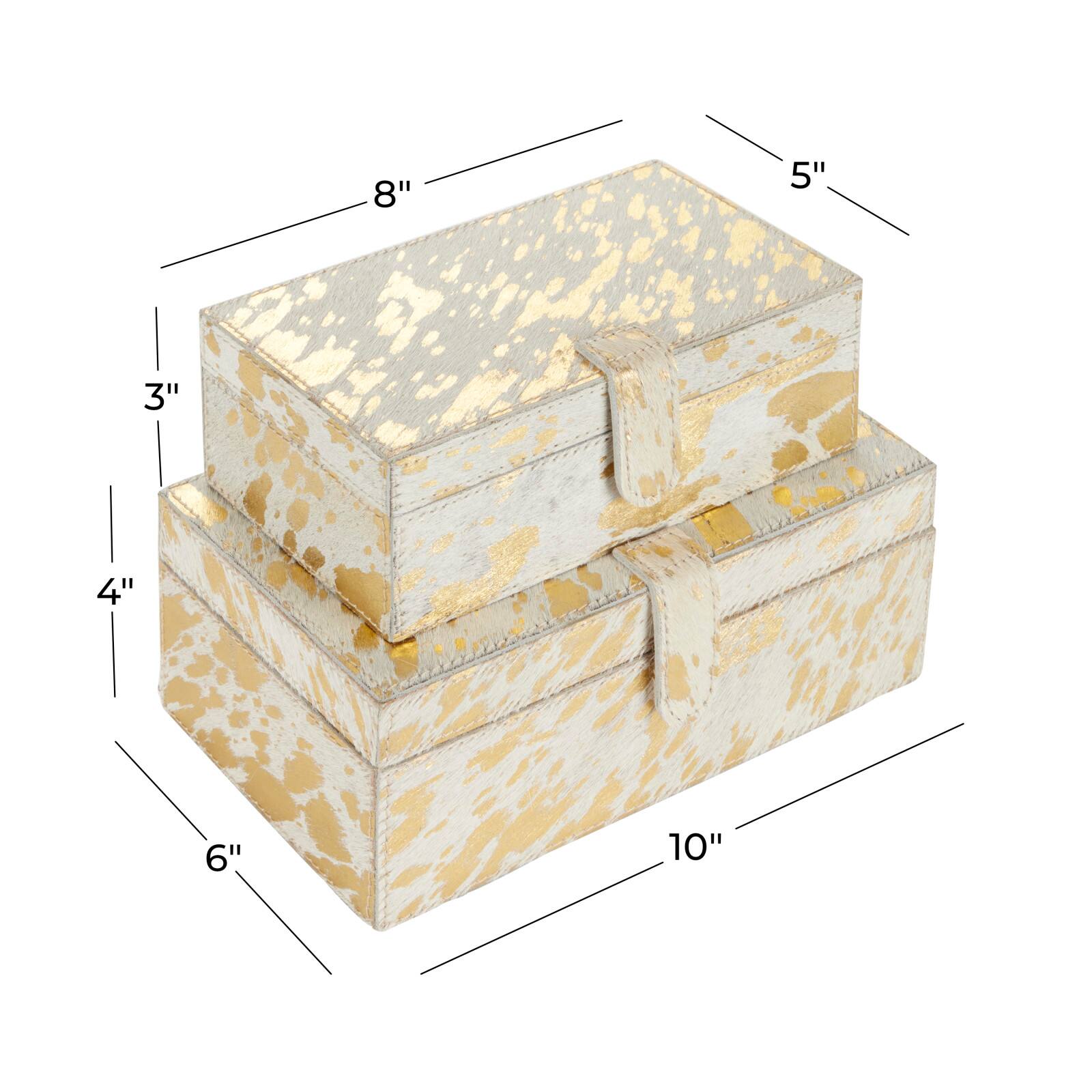 White & Gold Leather Rustic Box Set