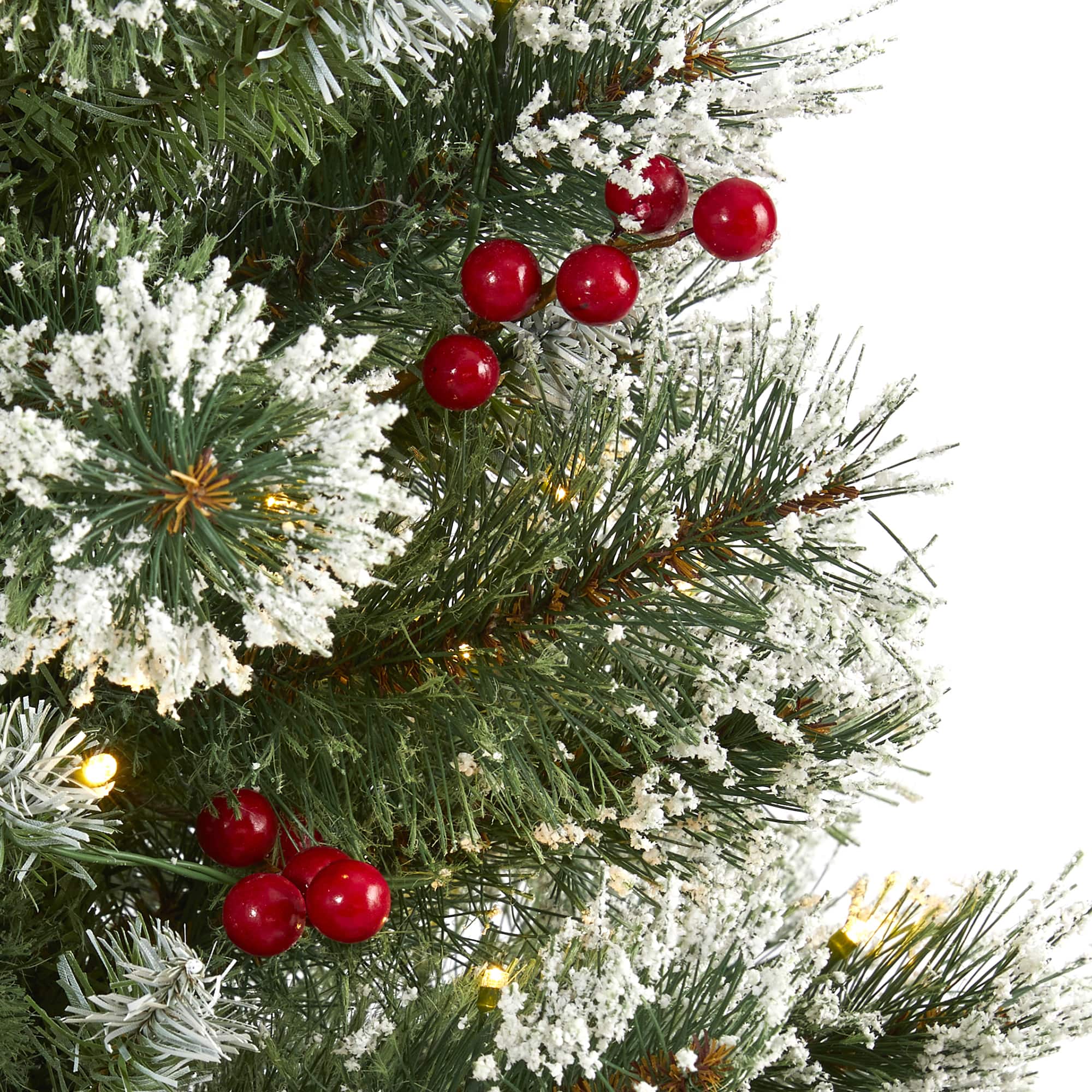 3ft. Pre-Lit Frosted Swiss Pine & Berries Artificial Christmas Tree with Clear LED Lights