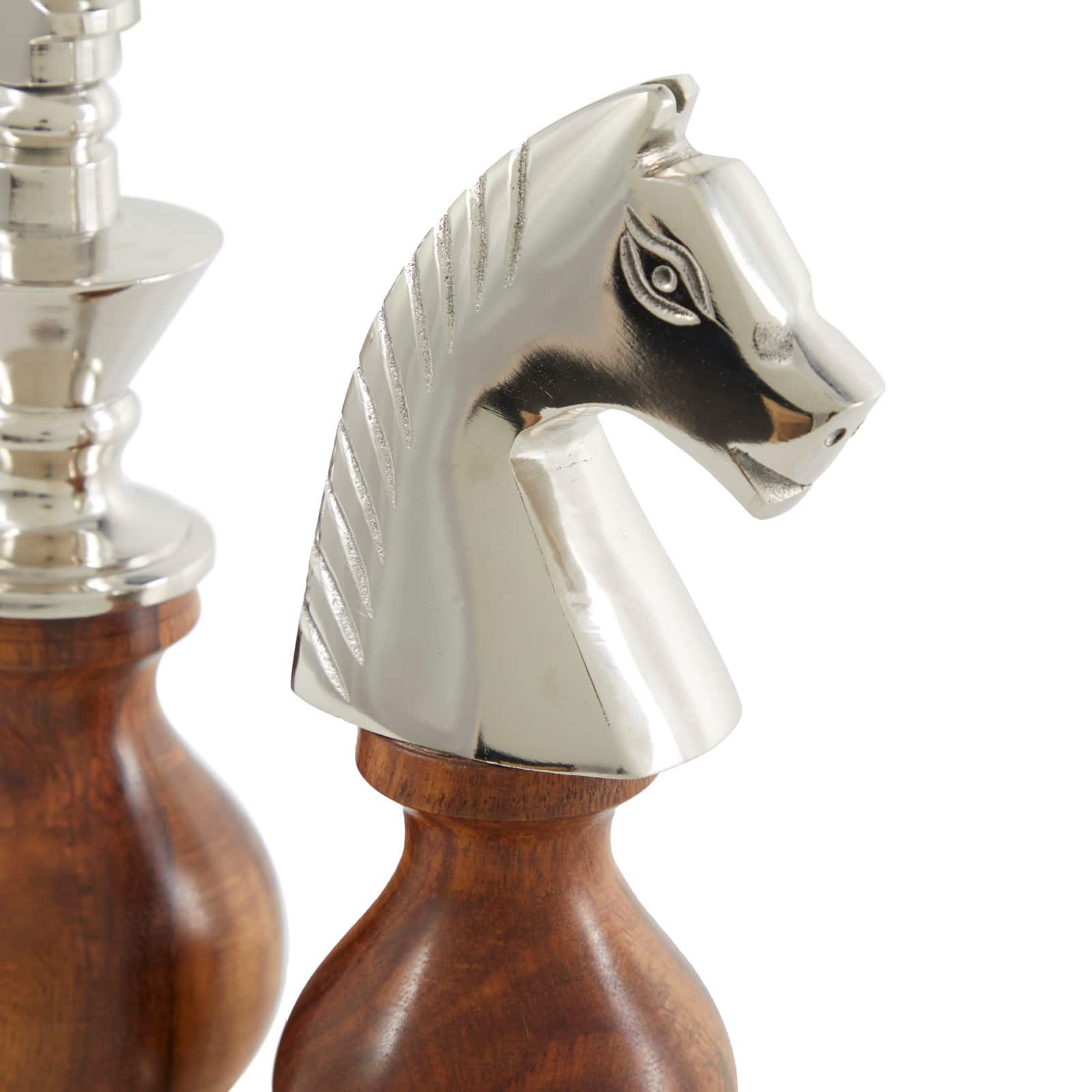 Brown King, Knight & Bishop Chess Sculpture Set