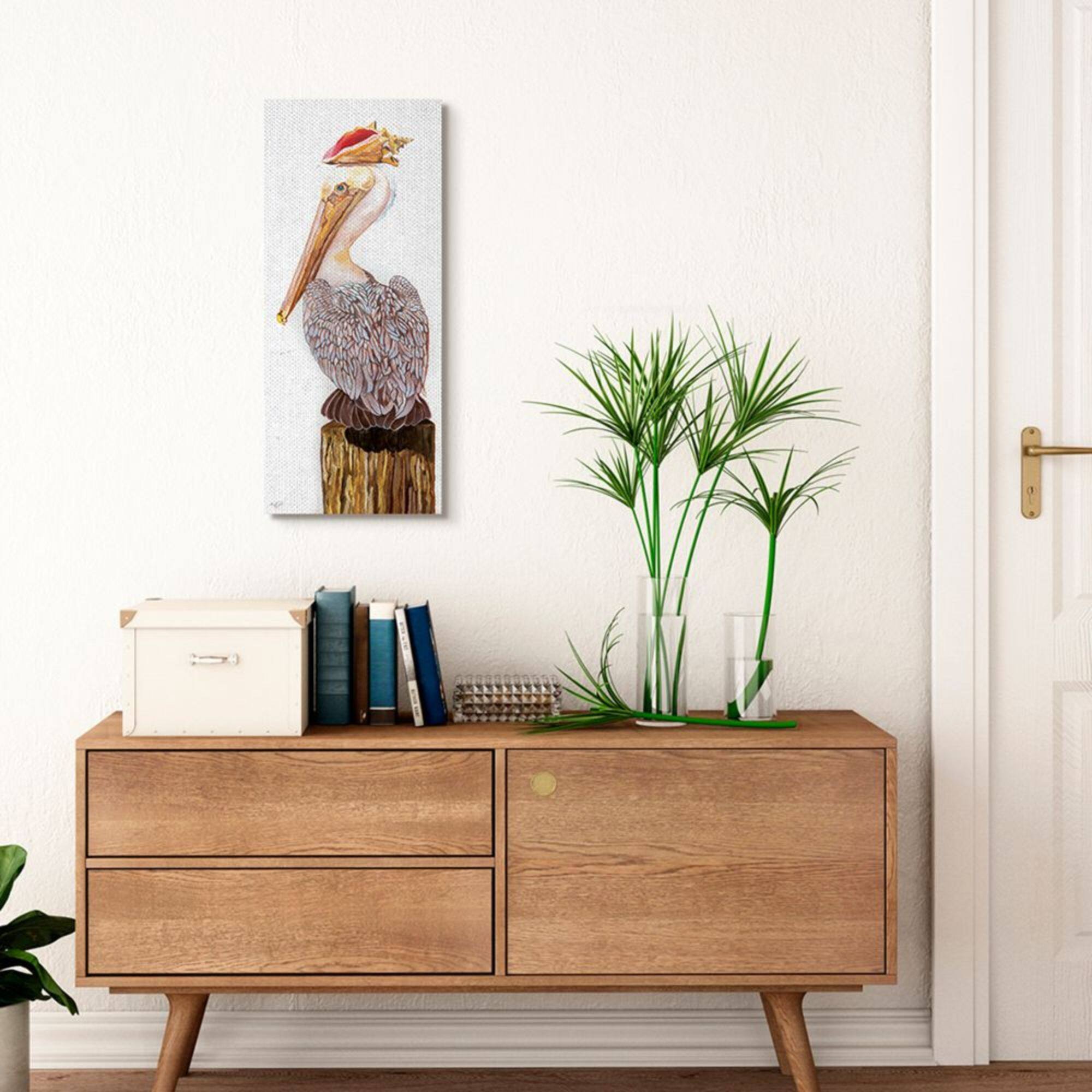 Stupell Industries Nautical Pelican Beach Post with Sea Shell Canvas Wall Art