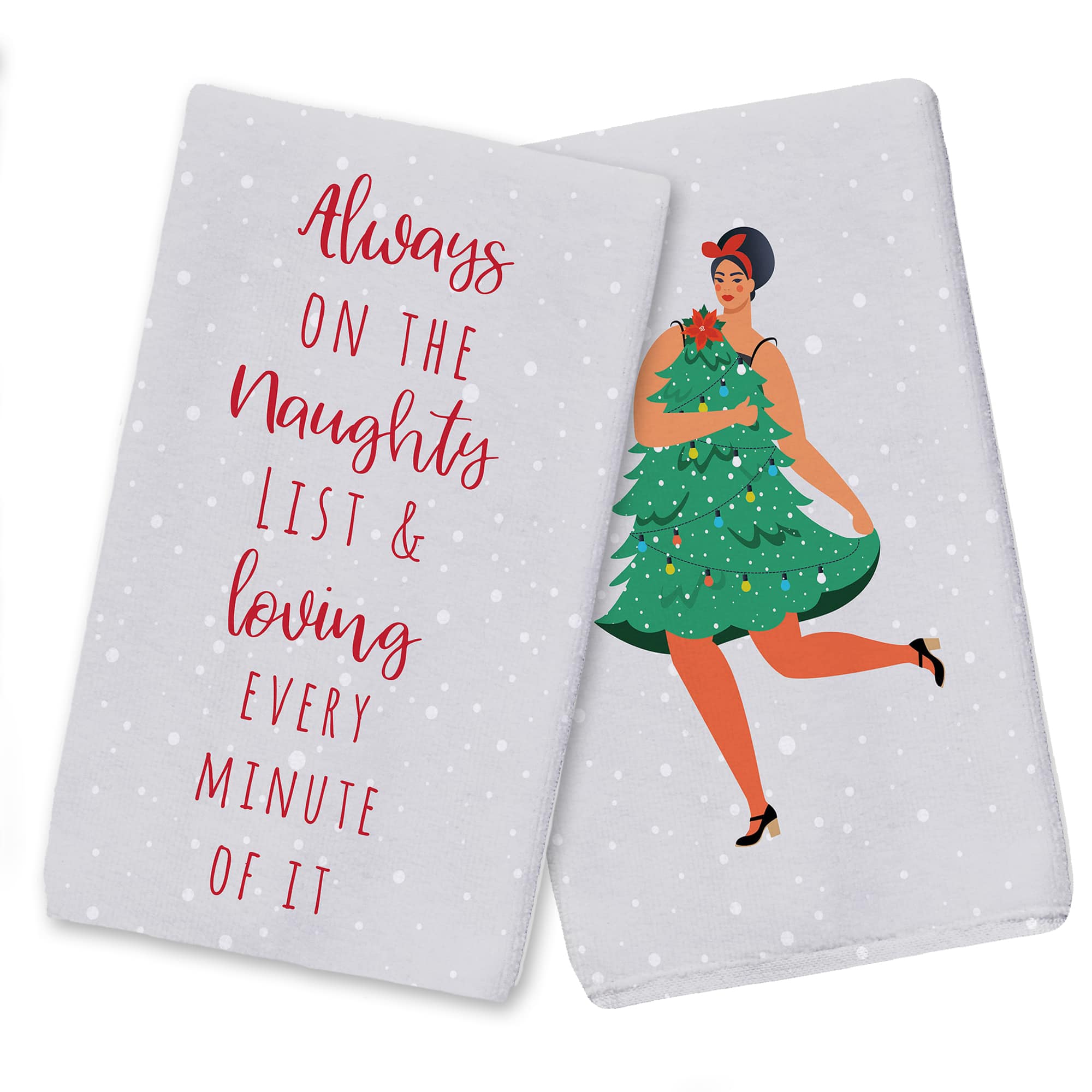 Always On Naughty List Tea Towels - Set of 2