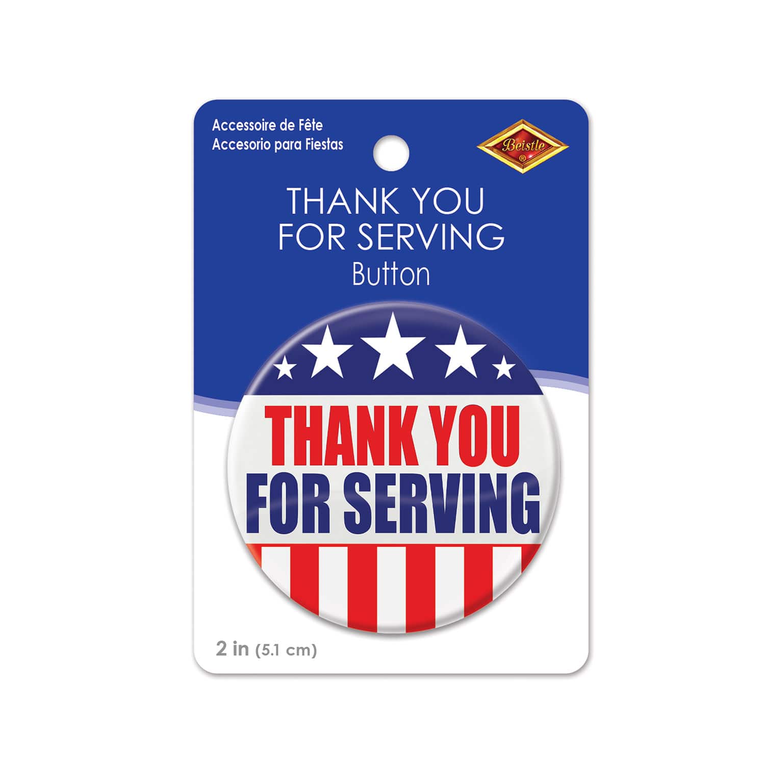 Beistle 2" Red, White & Blue Thank You for Serving Buttons, 6ct.