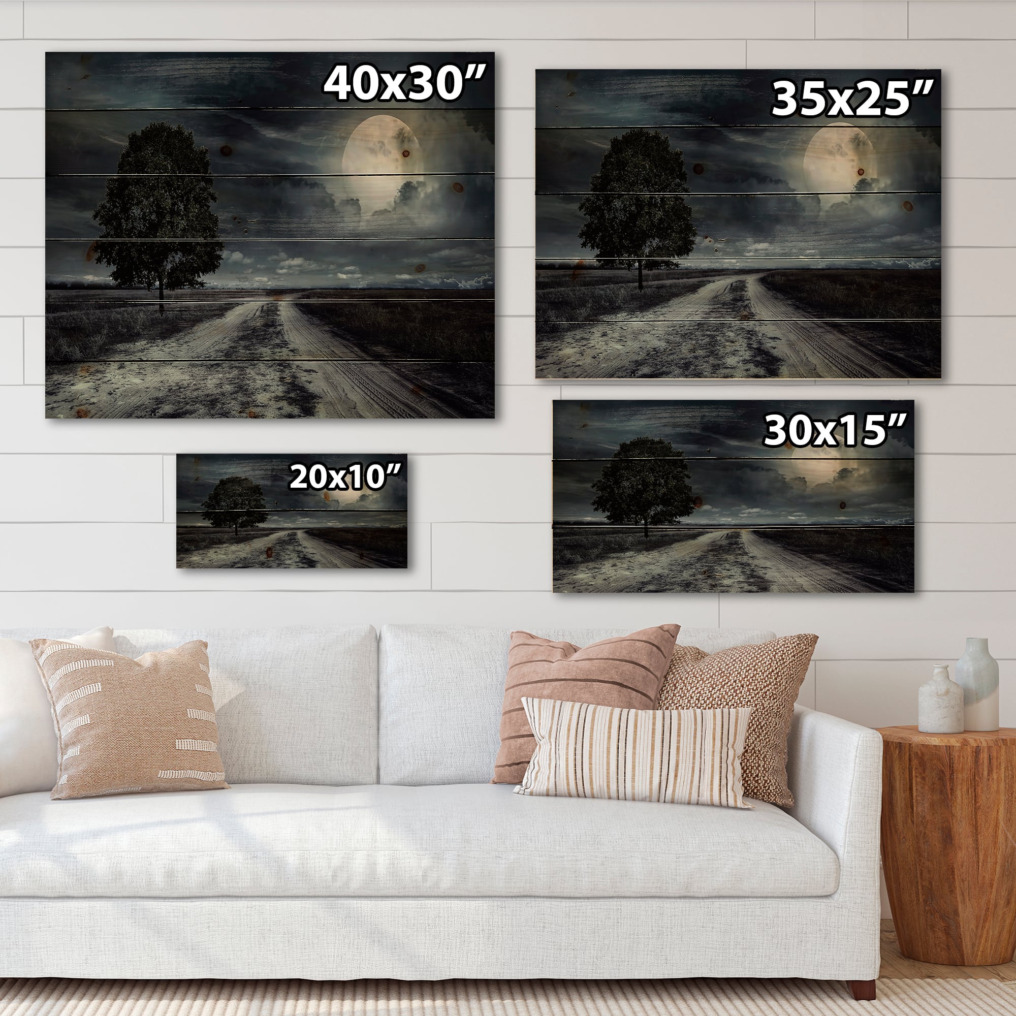 Designart - Paved Road Under A Full Moon