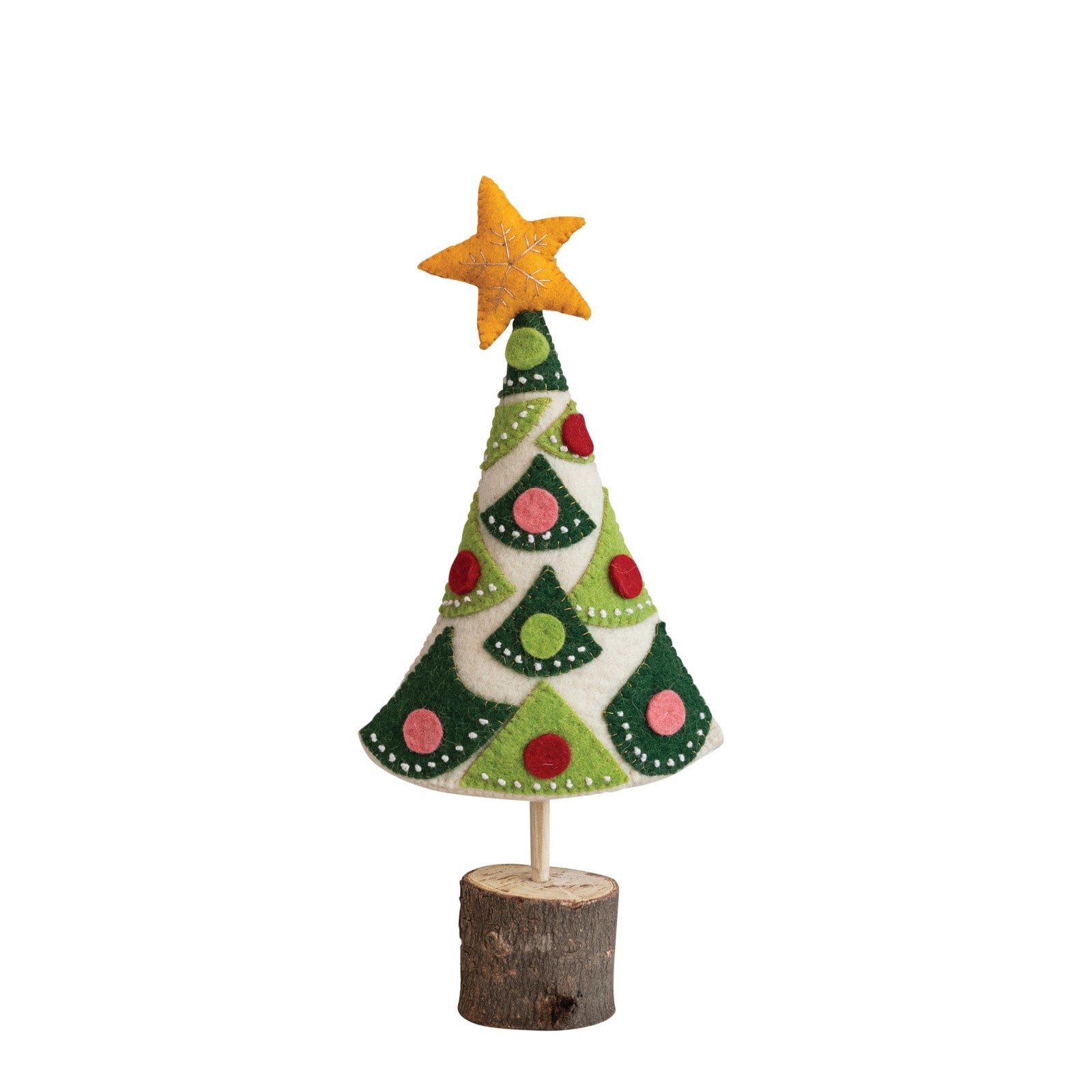 Hello Honey® 18" Embroidered Handmade Wool Felt Tree with Star