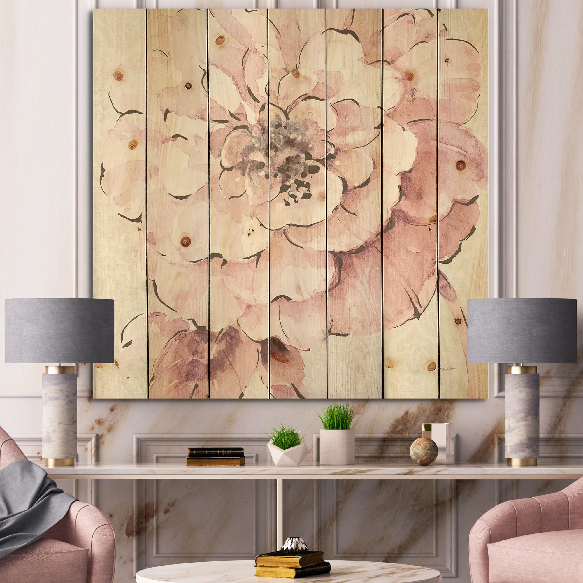 Designart - Indigold Shabby Peonies Pink