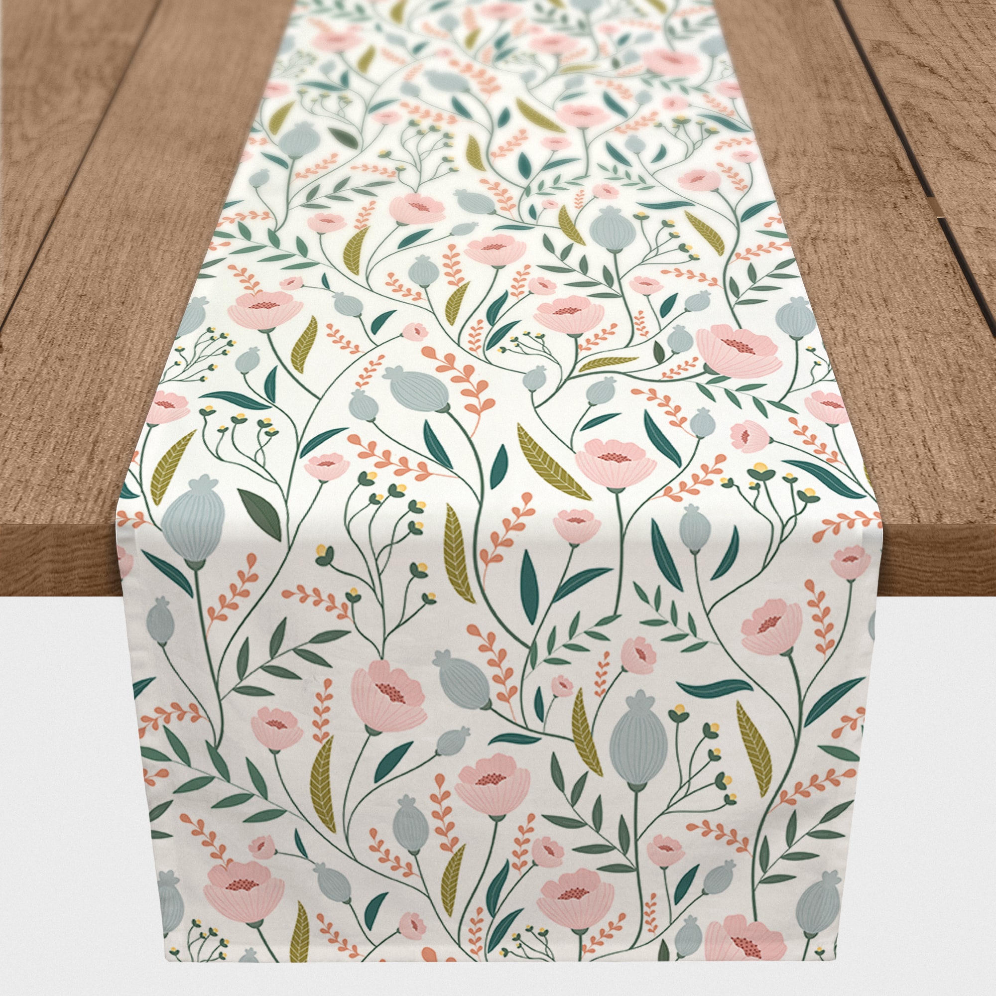 72" Pastel Floral Pattern Poly Twill Table Runner
